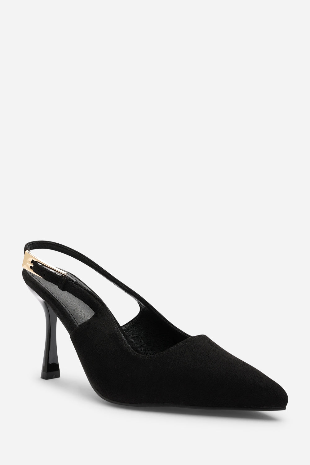 Black 'Tiana' Pointed Toe Sling Back Mid Heel, Image 3 of 6