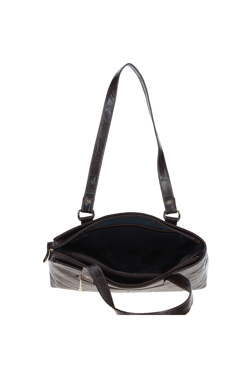 Brown Ashwood Leather Brown 'Velutto Eleganza' Zip Mid Section Real Leather Shoulder Bag, Image 4 of 4