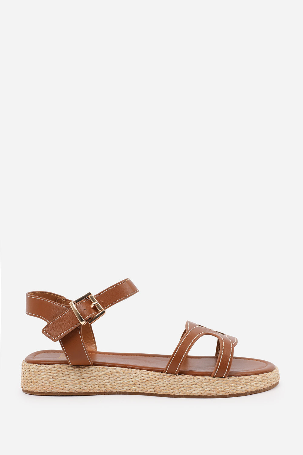 Tan 'Julia' Wide Fit Flatform Sandal Stylish Cut, Image 2 of 5