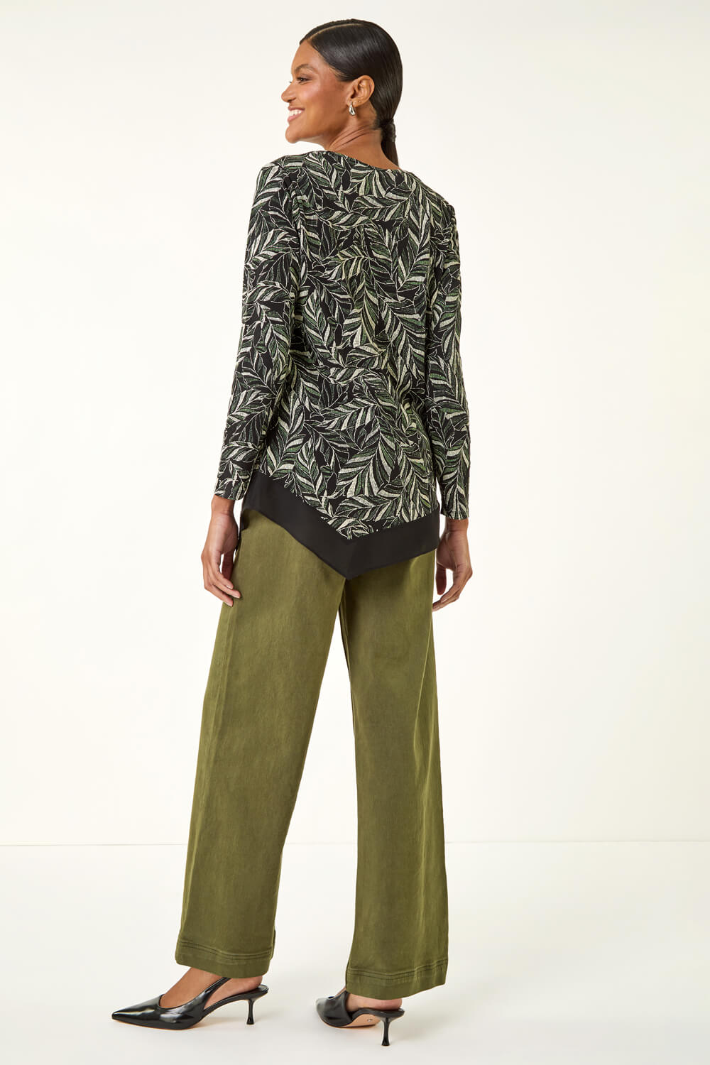 Sage Leaf Puff Print Stretch Top, Image 4 of 5