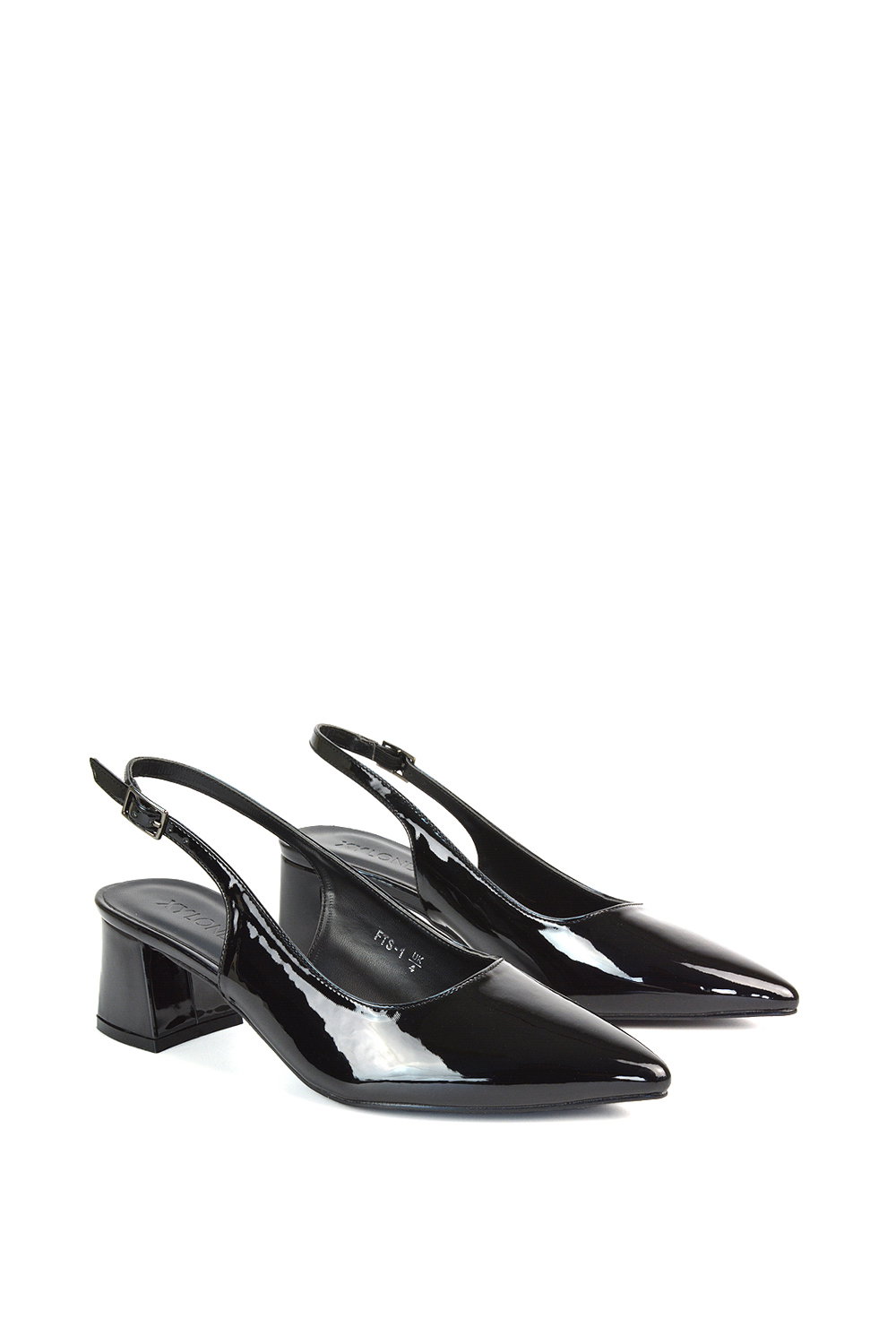 Black 'Devon' Court Shoe Block Heels With Slingback, Image 3 of 6