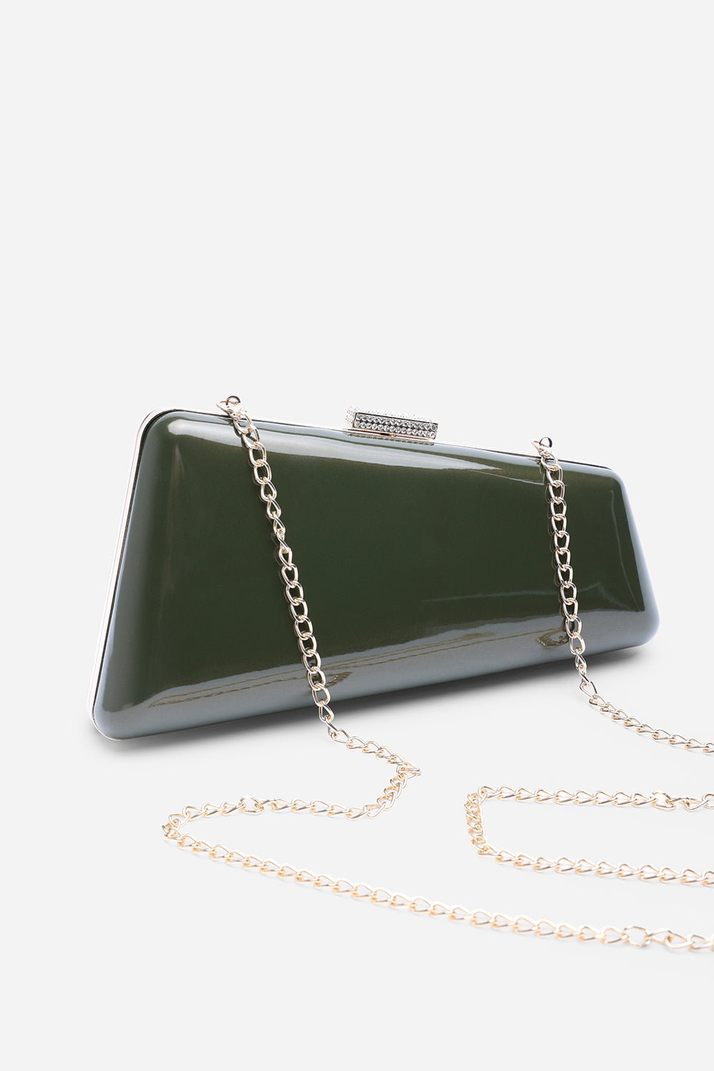 Green Lark Asymmetric Metallic Clutch Bag, Image 5 of 7
