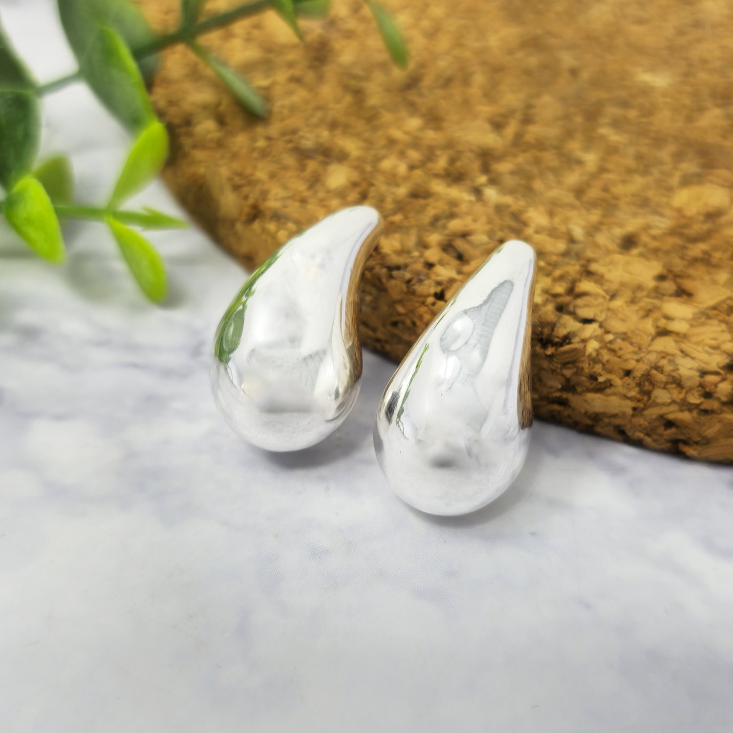 Silver Statement Sterling Silver Teardrop Earrings, Image 2 of 2