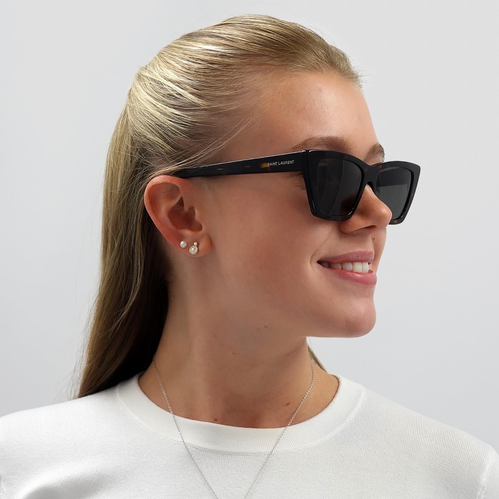Brown Cat Eye Dark Havana Grey SL 276 MICA Sunglasses, Image 5 of 6