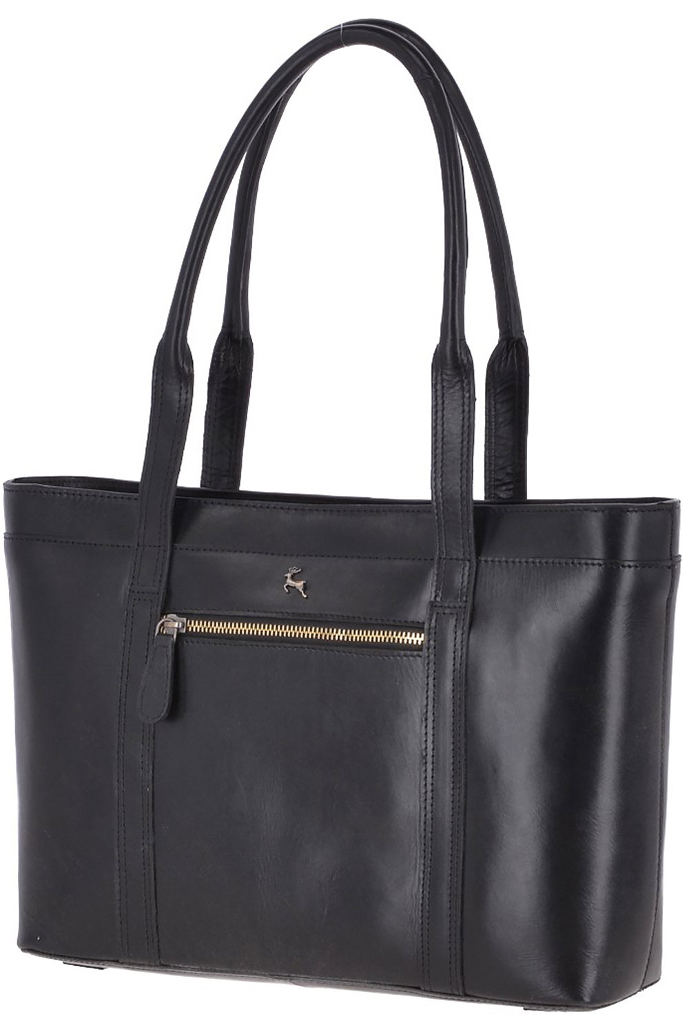 Black Vegetable Tanned Real Leather Tote Bag, Image 2 of 3