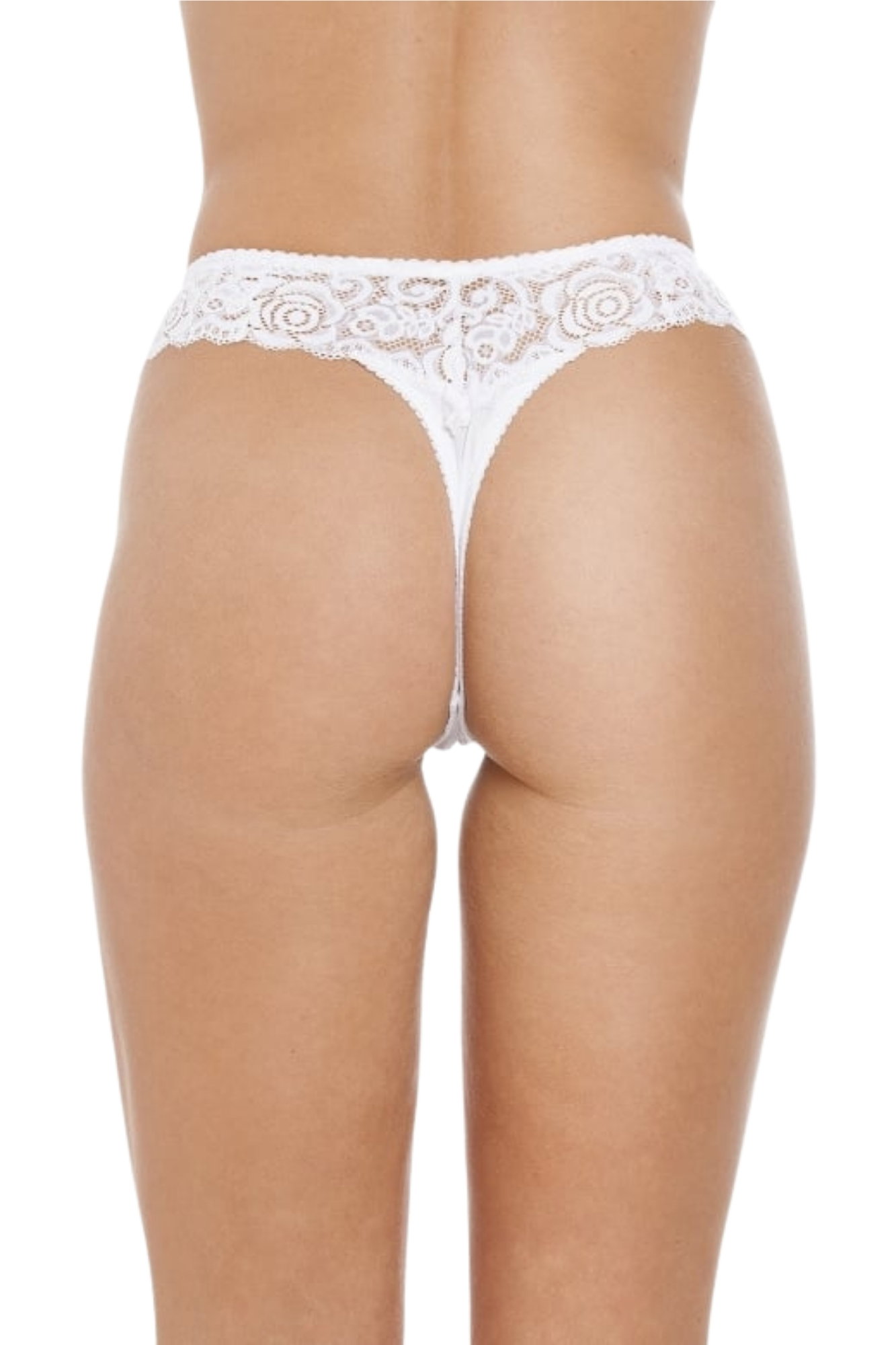 White 6 Pack Floral Lace Thong, Image 3 of 5