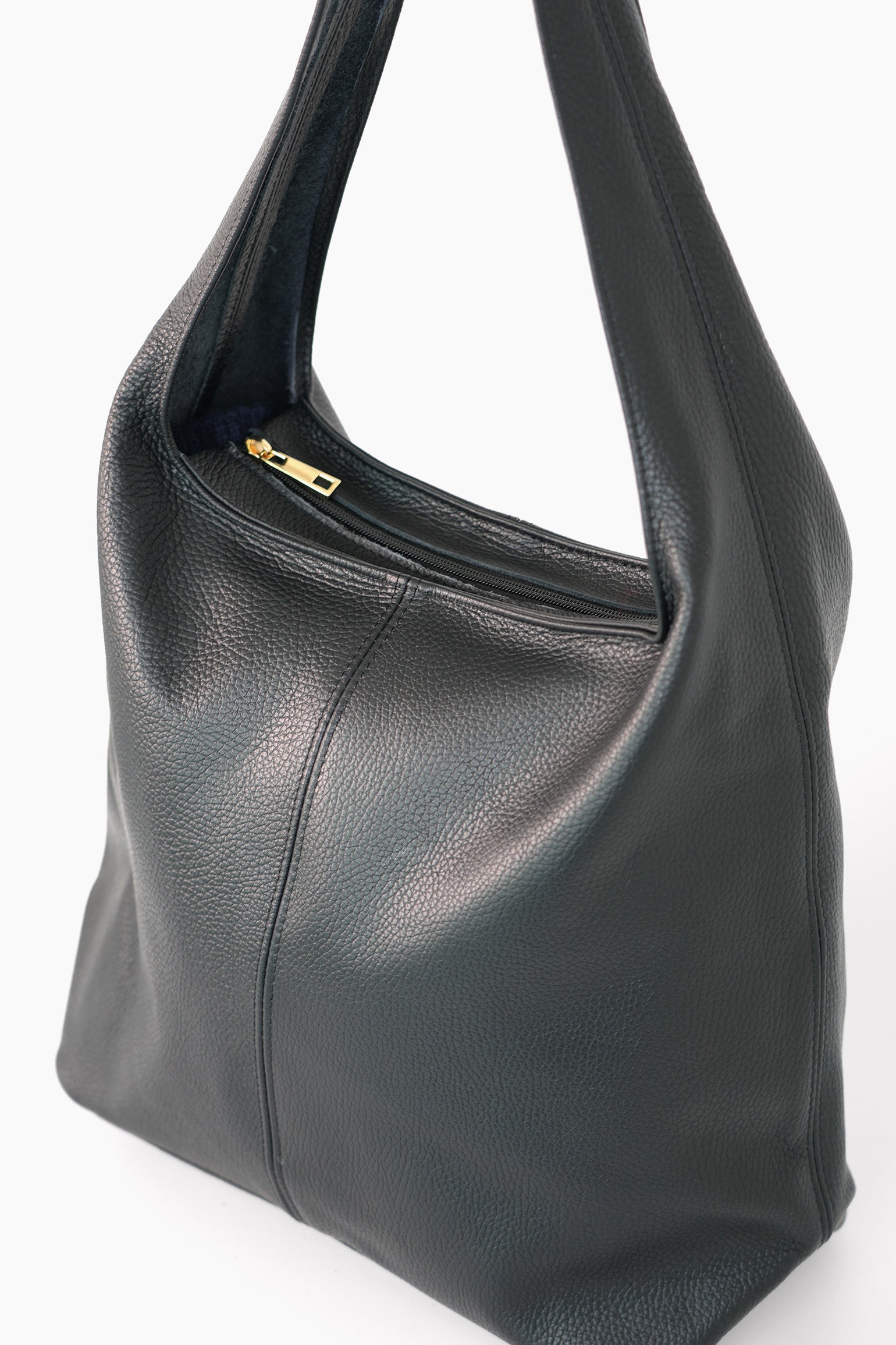 Black Italian Leather Shoulder Bag, Image 2 of 3