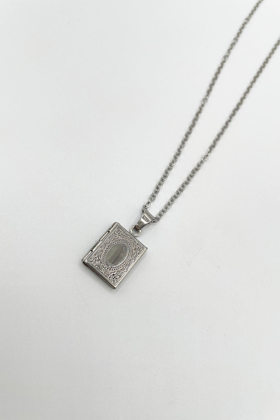 Silver Booklet Locket Pendant Necklace in Silver, Image 1 of 6