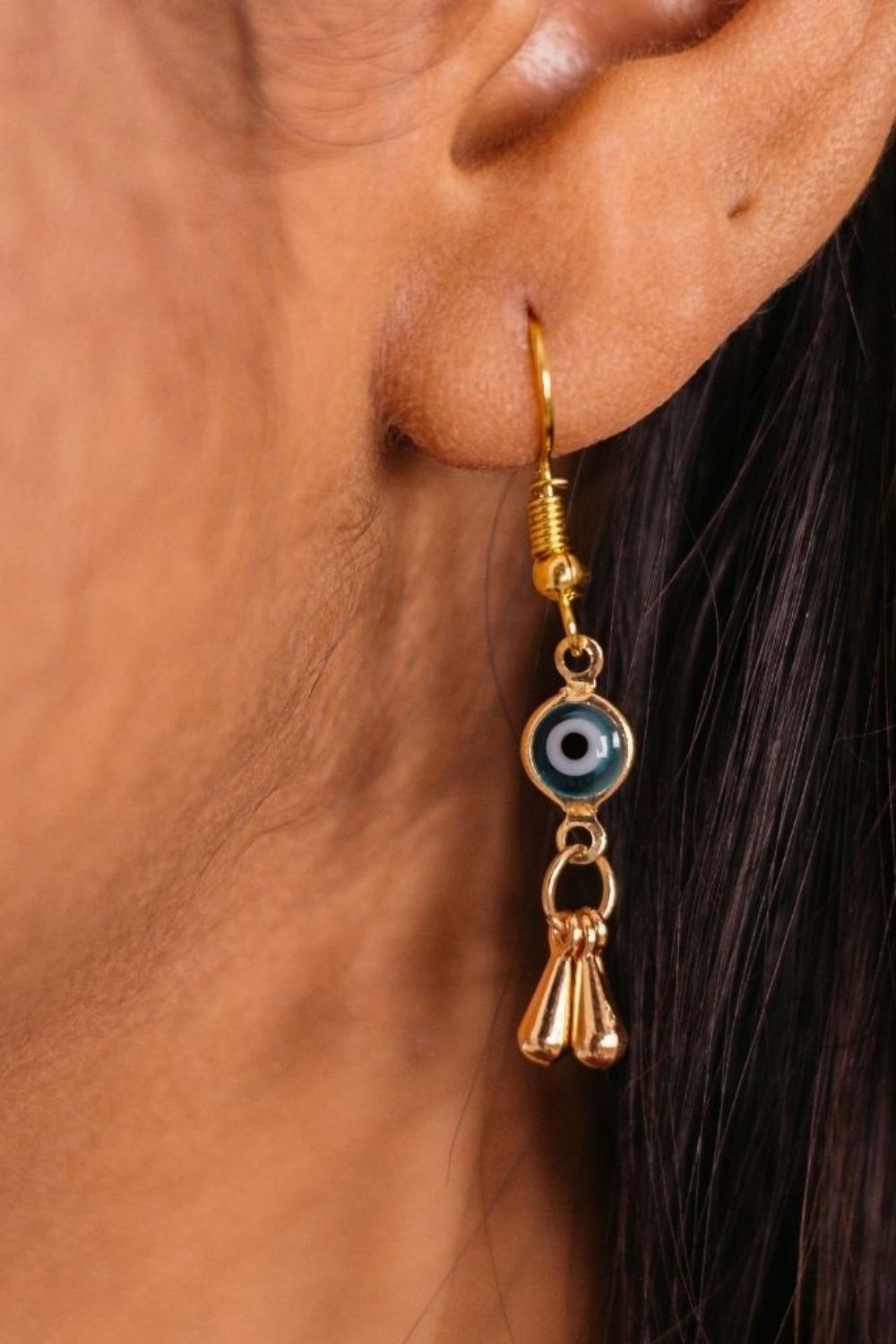 Silver Evil Eye Dangle Drop Earrings, Image 1 of 5