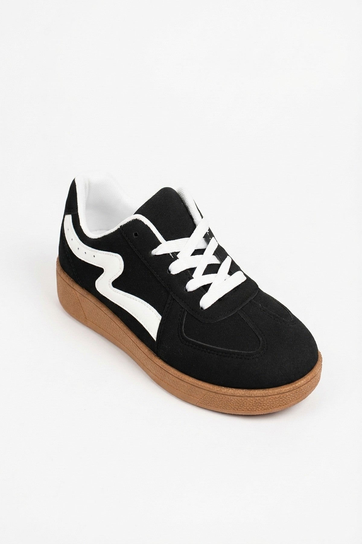 Black iKrush Black Poppy Womens Retro Stripe Gum Sole Trainers, Image 7 of 8