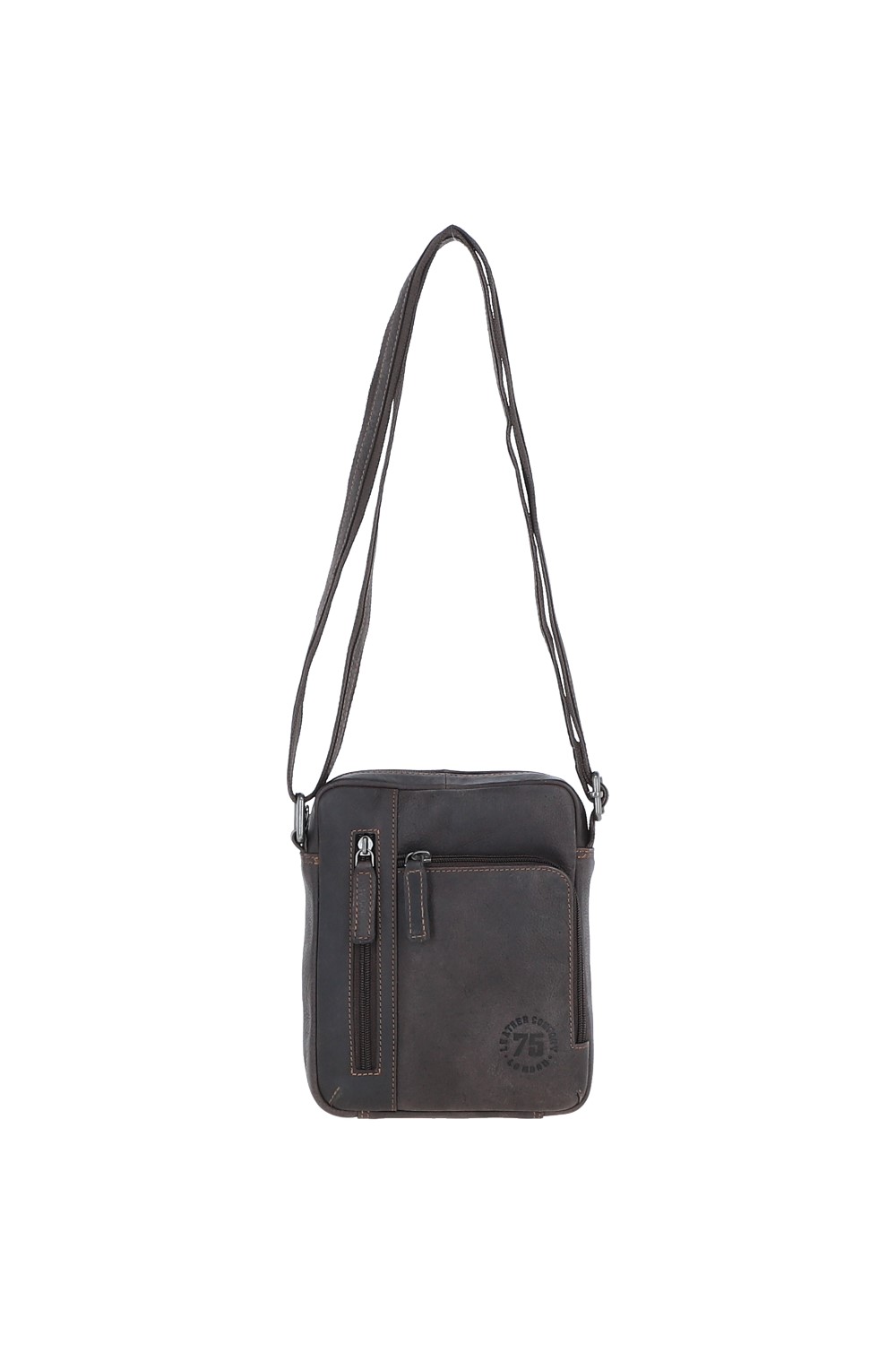 Brown 'Madrid' Compact Travel Messenger Bag With Multiple Zip Pockets And Adjustable Strap, Image 2 of 5