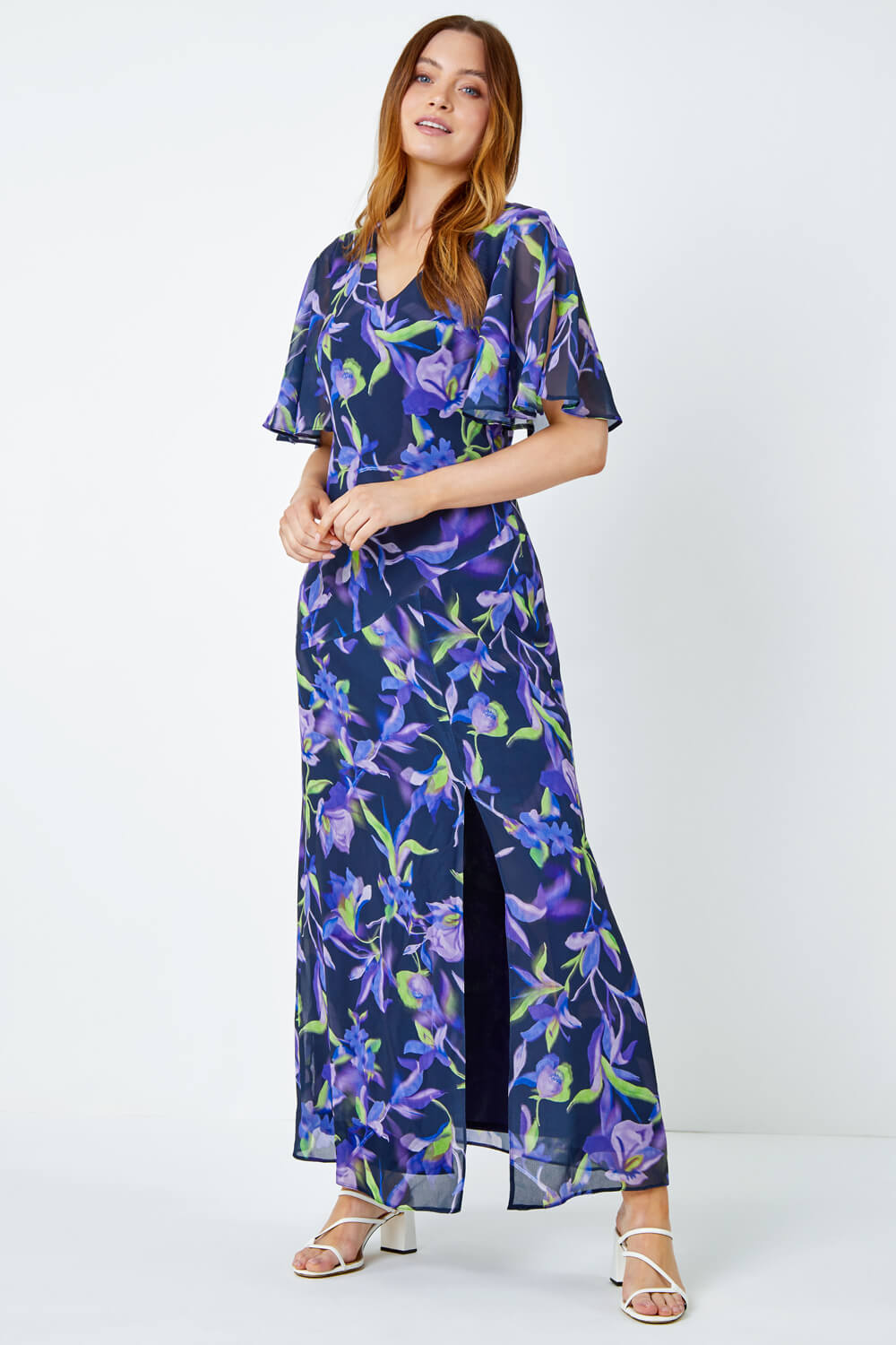 Floral Print Chiffon Maxi Dress, Image 4 of 5