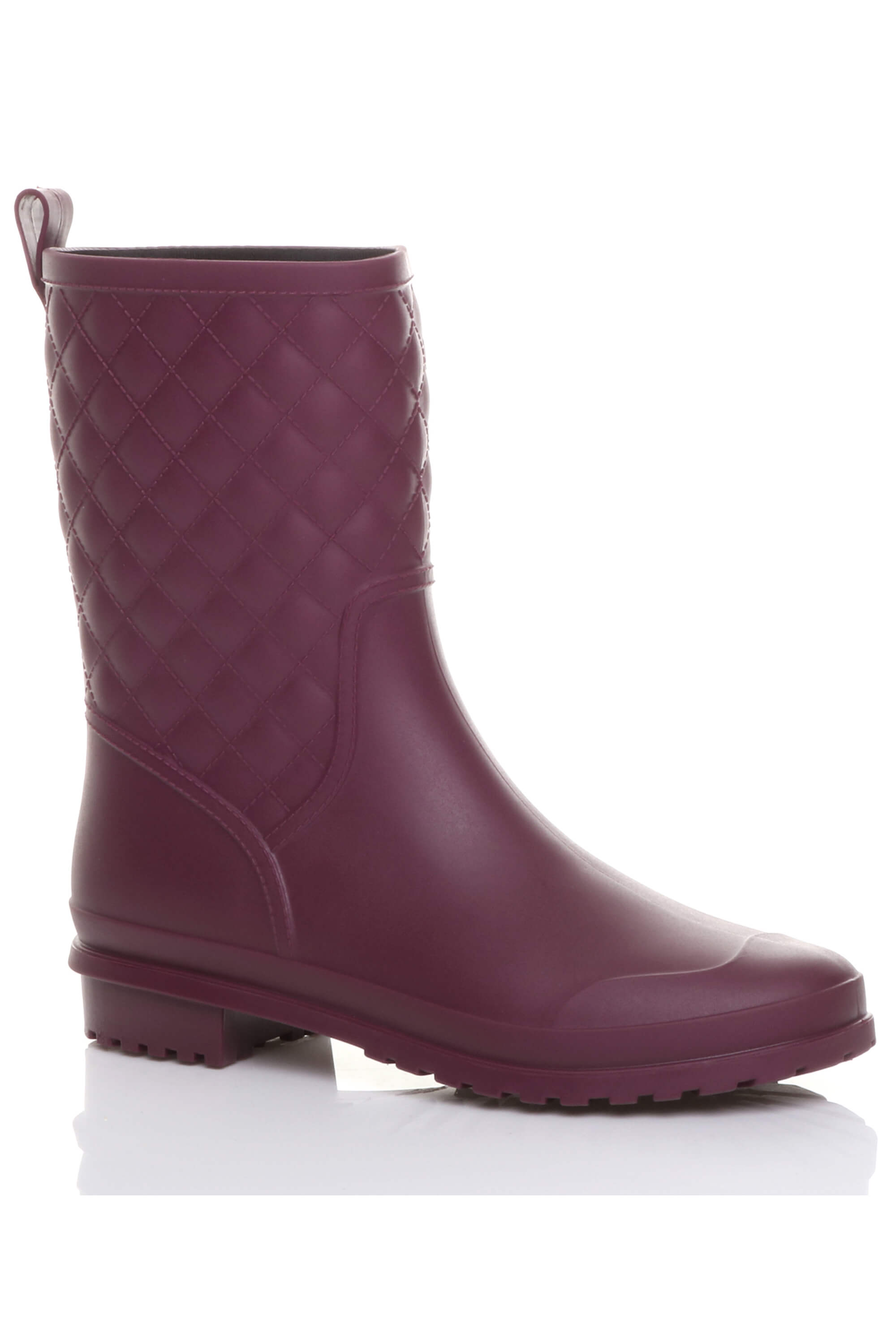 Burgundy AJVANI Burgundy Waterproof Wellingtons Quilted Ankle Boots Wellies, Image 1 of 6