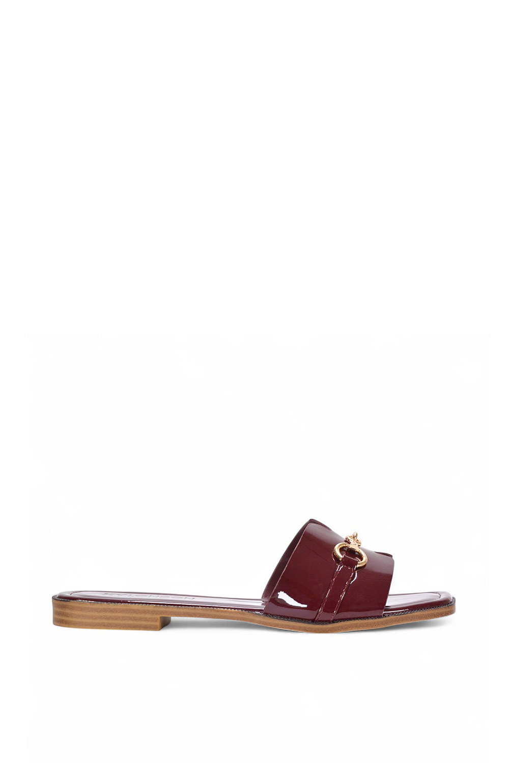 Black 'Lesley' Square Toe Mule Slider Sandals With Buckle Detail