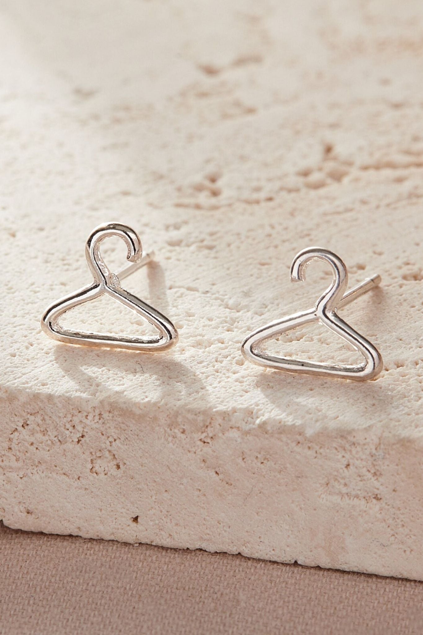 Silver Sterling Silver Coat Hanger Stud Earrings, Image 1 of 3