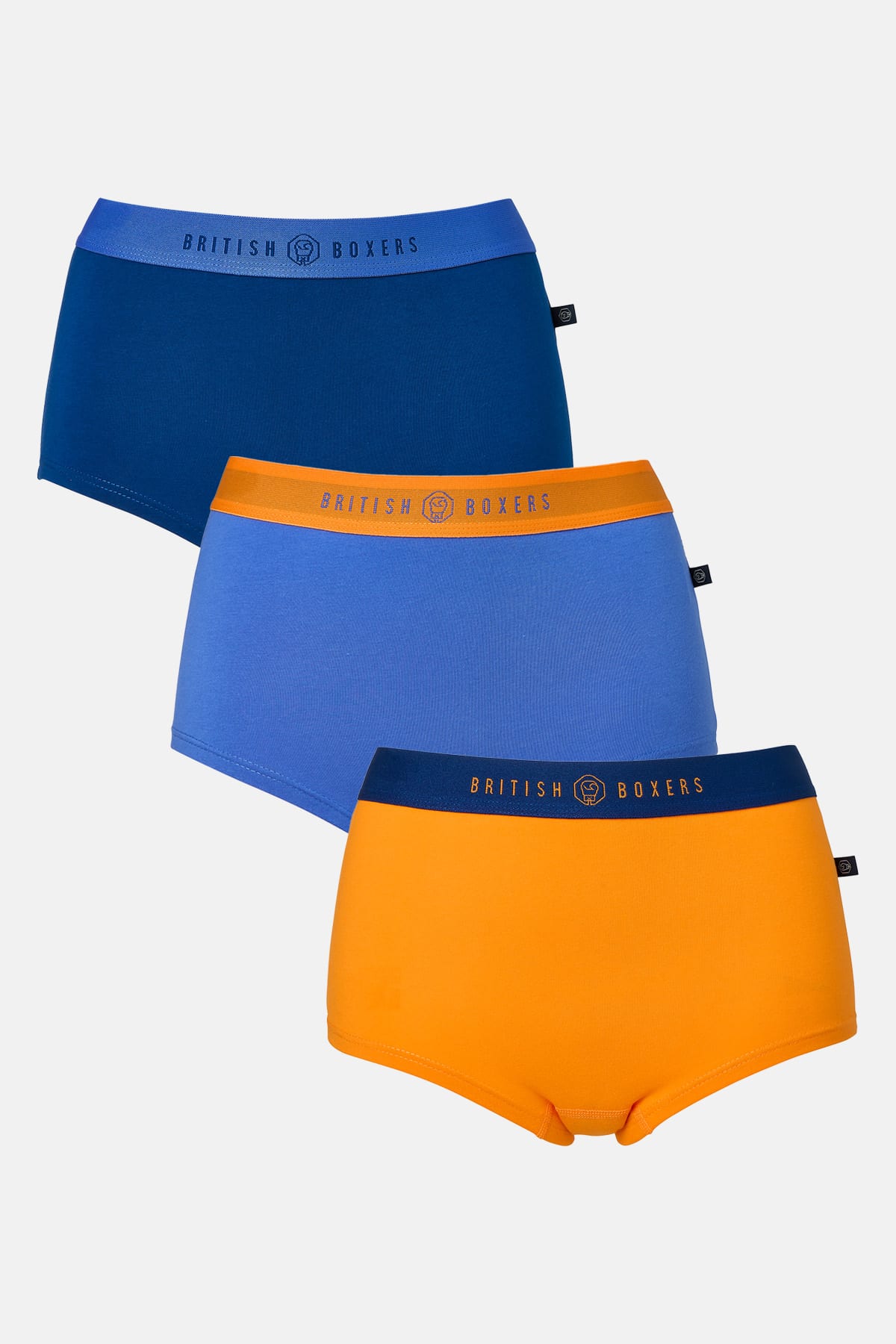 Blue Pack Of Three "Citron Blue" Cotton Hipster Boxer Briefs