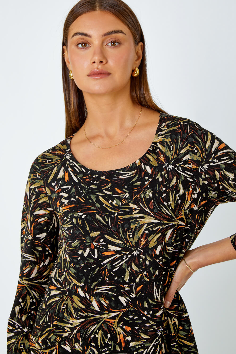 Natural Leaf Asymmetric Layer Stretch Top, Image 5 of 5