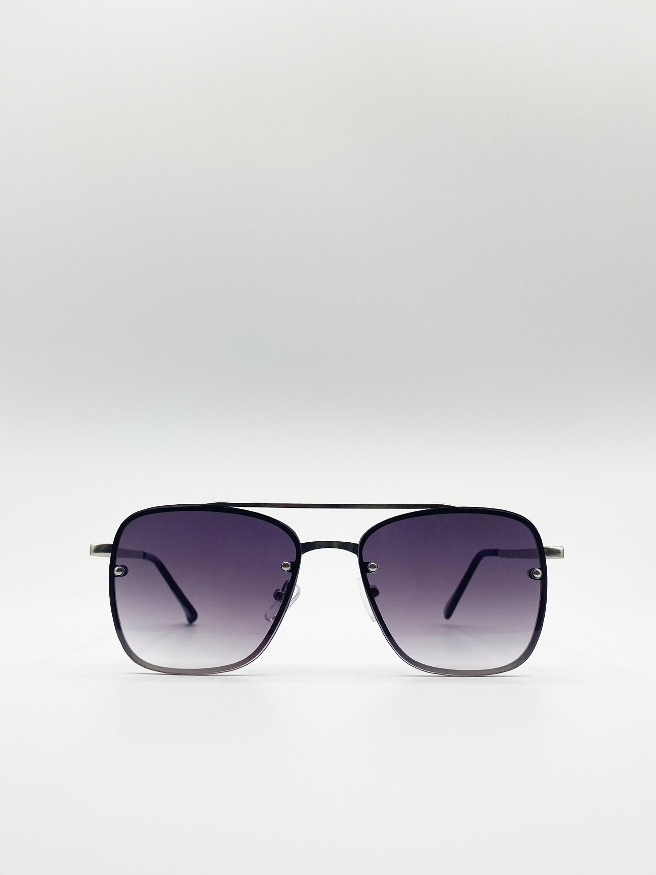 Silver Silver Aviator Sunglasses with Metal Frames, Image 1 of 4