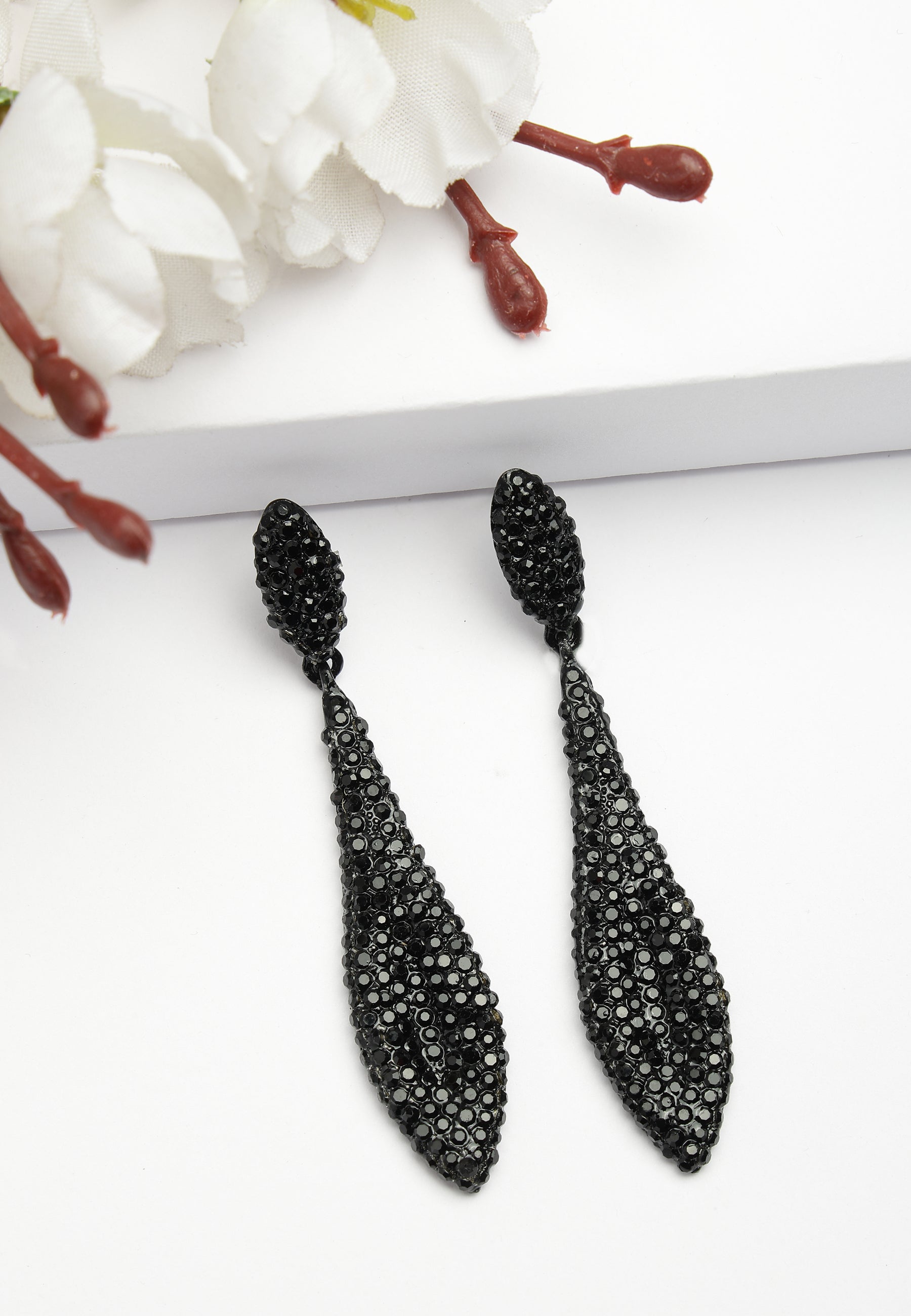 Black Diva Collection Drop Earrings, Image 2 of 5