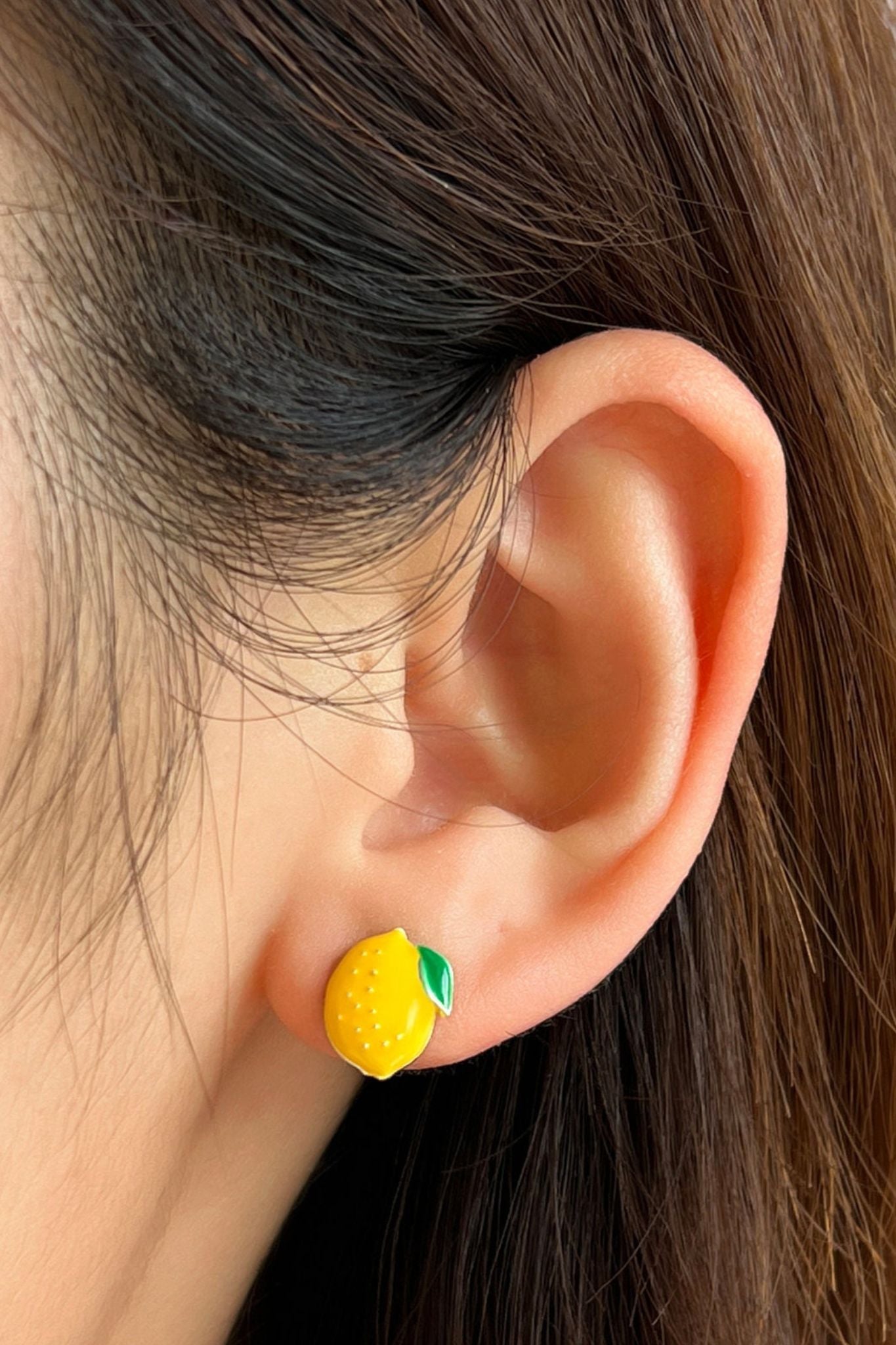 Silver Sterling Silver Lemon Fruit Studs, Image 3 of 3
