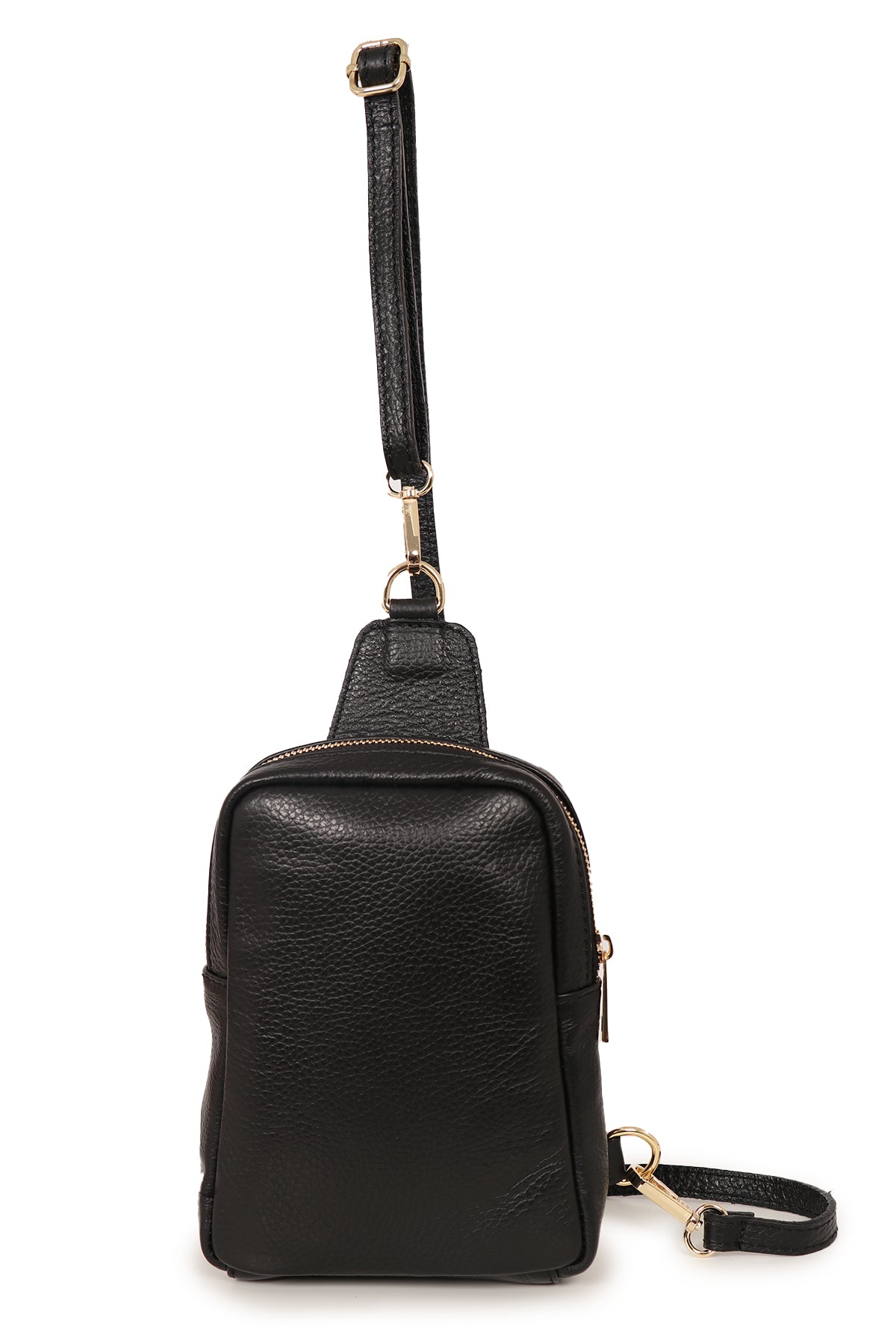 Black Italian Leather Crossbody Sling Bag, Image 1 of 3