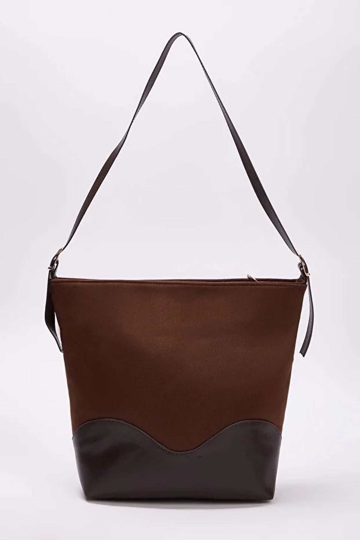 Brown Suede and Leather Panel Shoulder Bag, Image 2 of 5