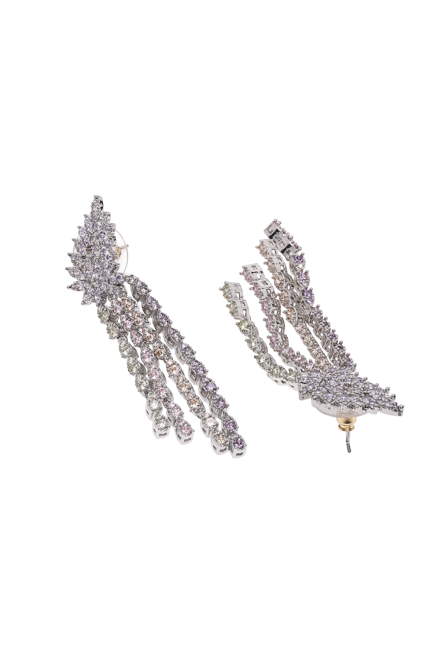 Purple Light Purple Tassel Earrings, Image 3 of 4