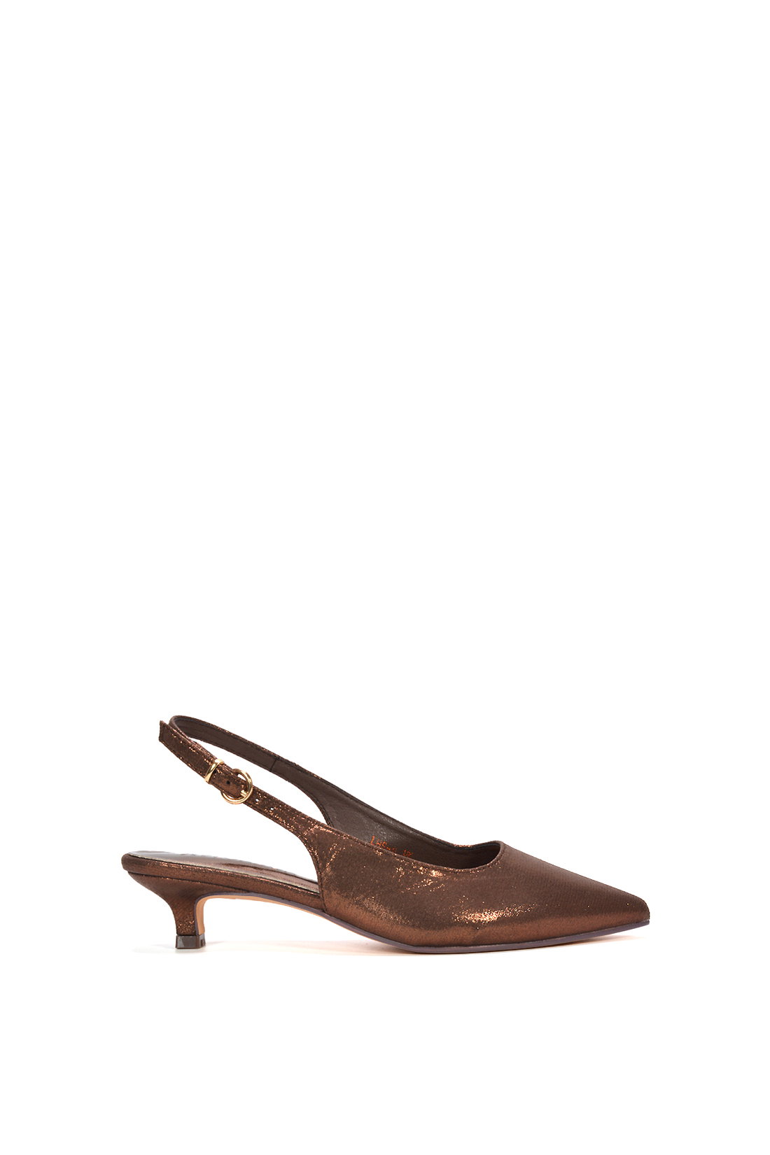 Black Slingback Kitten Heel Court Shoes With Pointed Toe