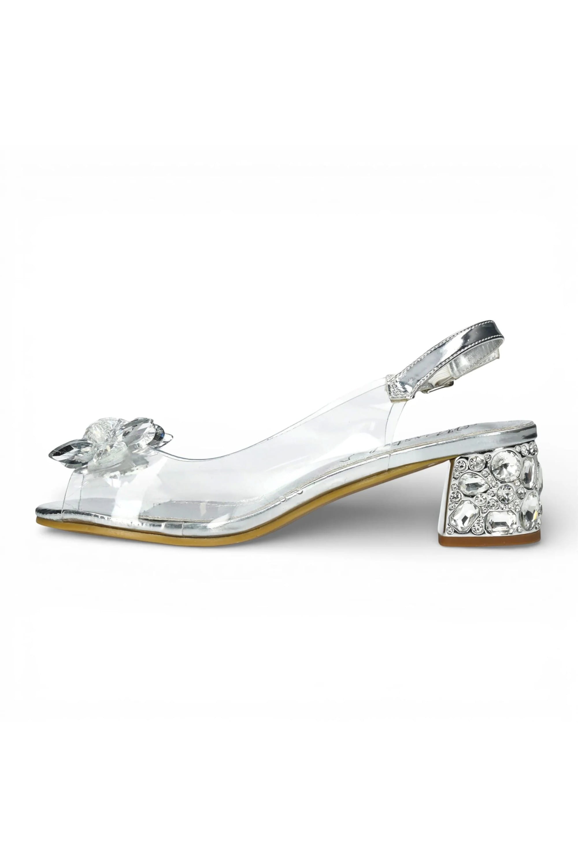 Silver Women’s Cinderella Heel Sandals-Mily-22, Image 5 of 7