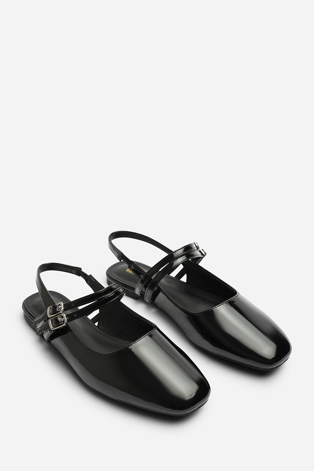 Black Alena Double Strap Backless Mary Jane Flats, Image 4 of 7