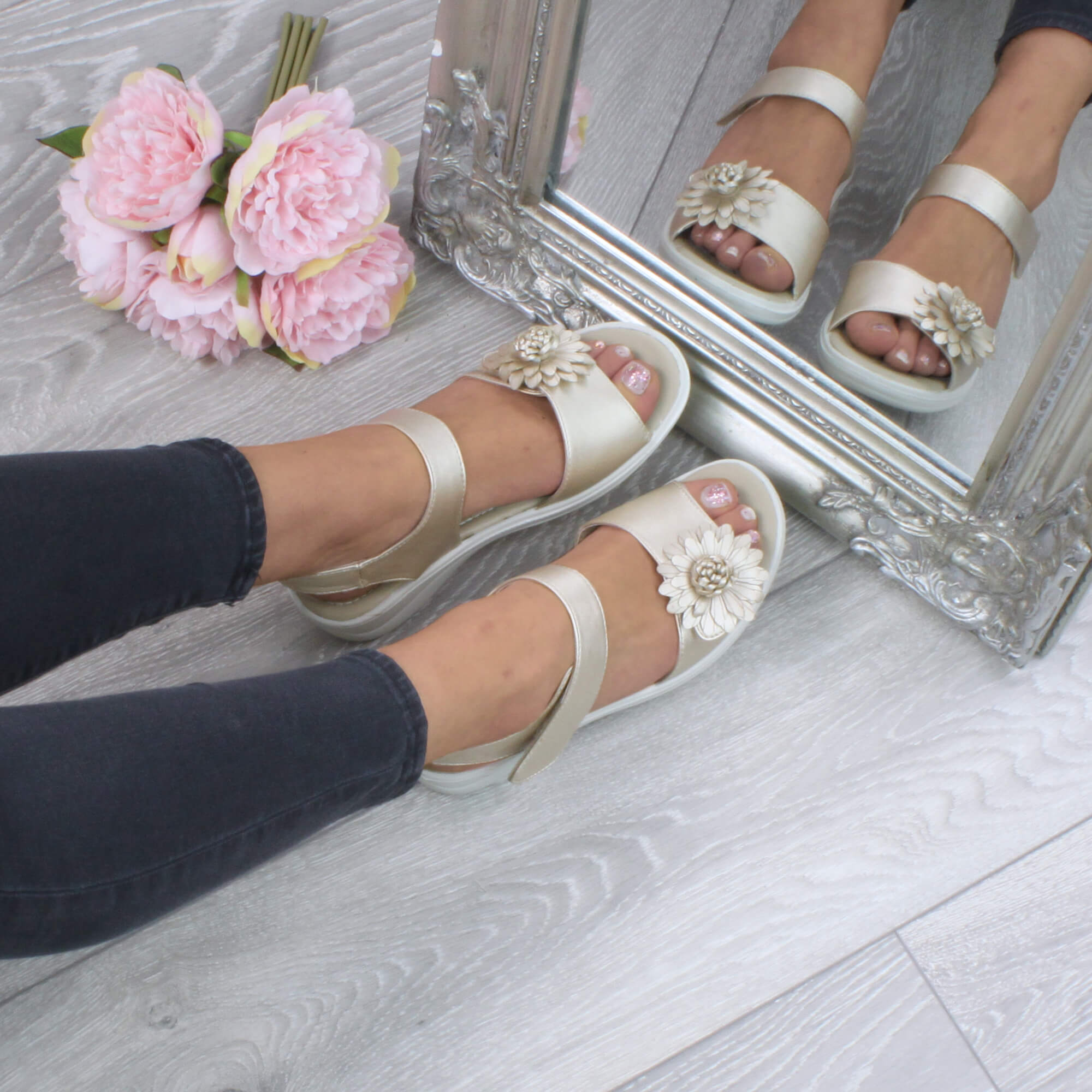 Gold AJVANI Gold Comfort Touch Close Sandals, Image 5 of 6