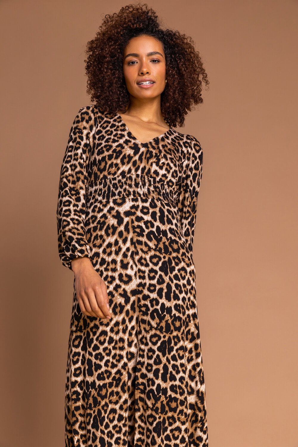 Neutral Animal Print Midi Dress, Image 6 of 5