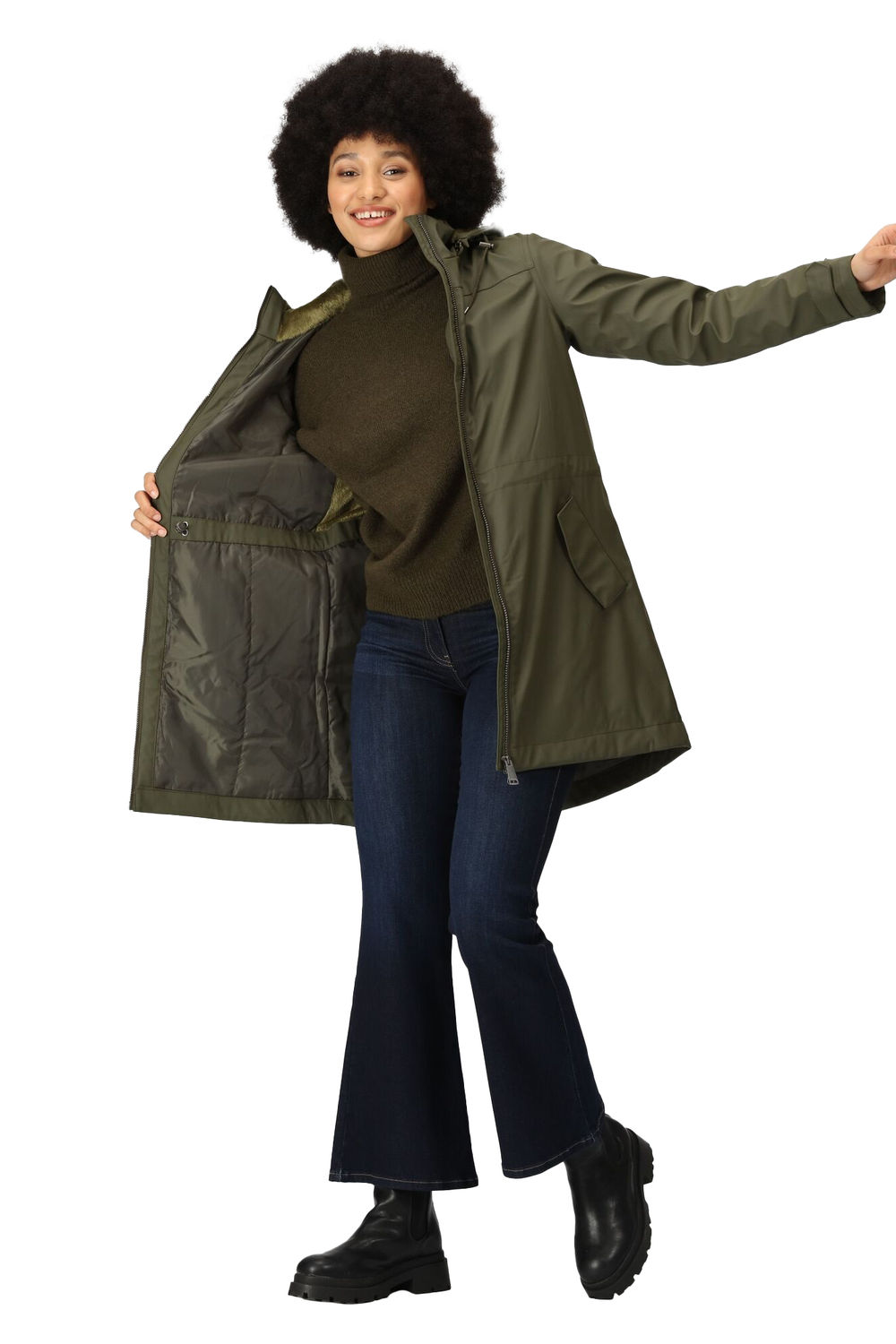 Khaki Fantine Baffled Padded Jacket, Image 6 of 6