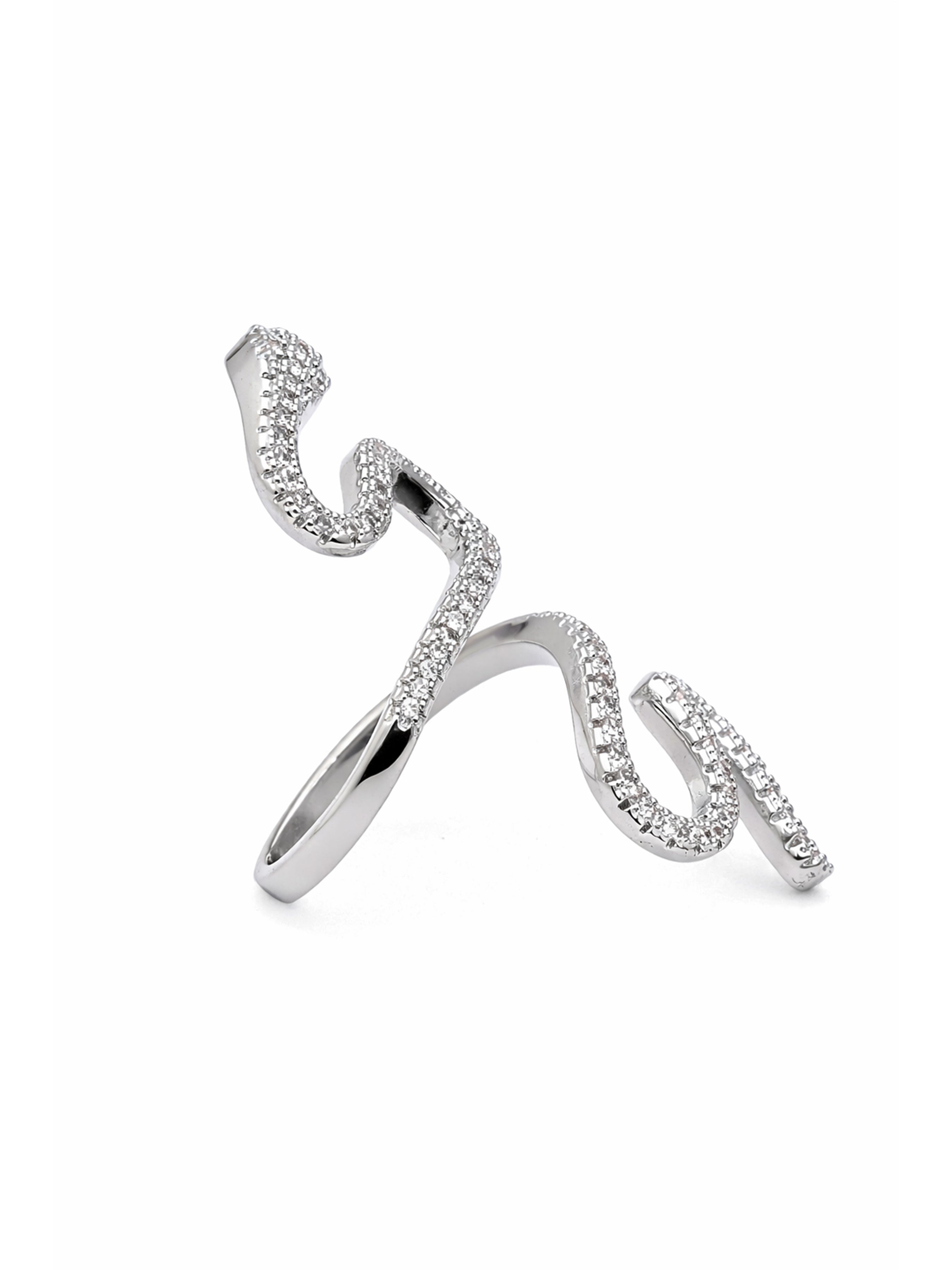 Silver Pavé Snake Coiled Ring, Image 2 of 3