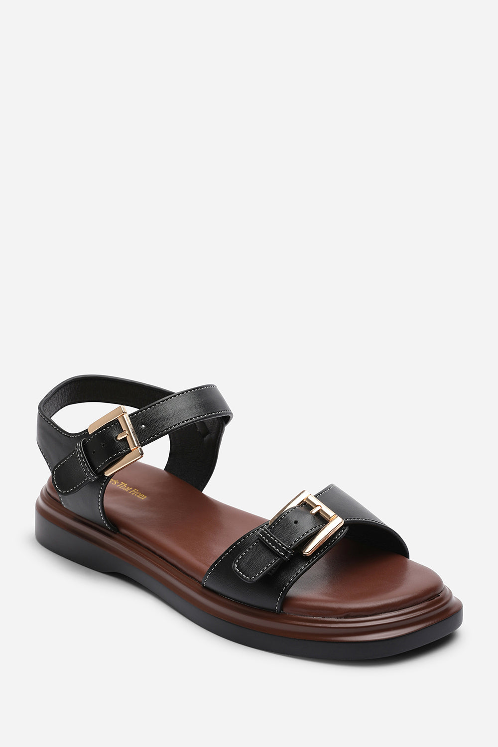 Black Circa Flatform Double Buckle Black Sandal, Image 3 of 6