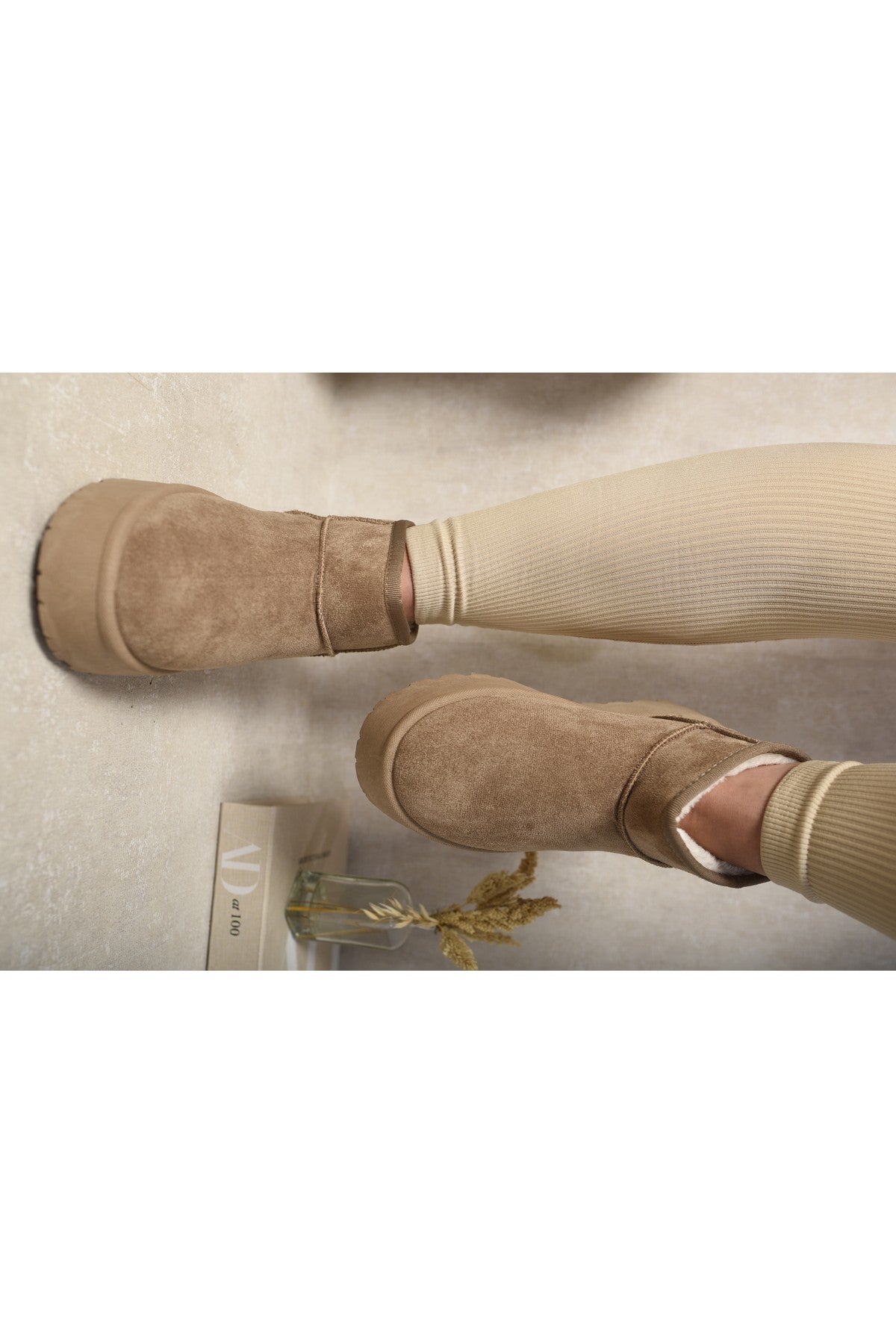 Camel Jazlyn Faux Fur Lined Ankle Platform Mini Boots, Image 4 of 8