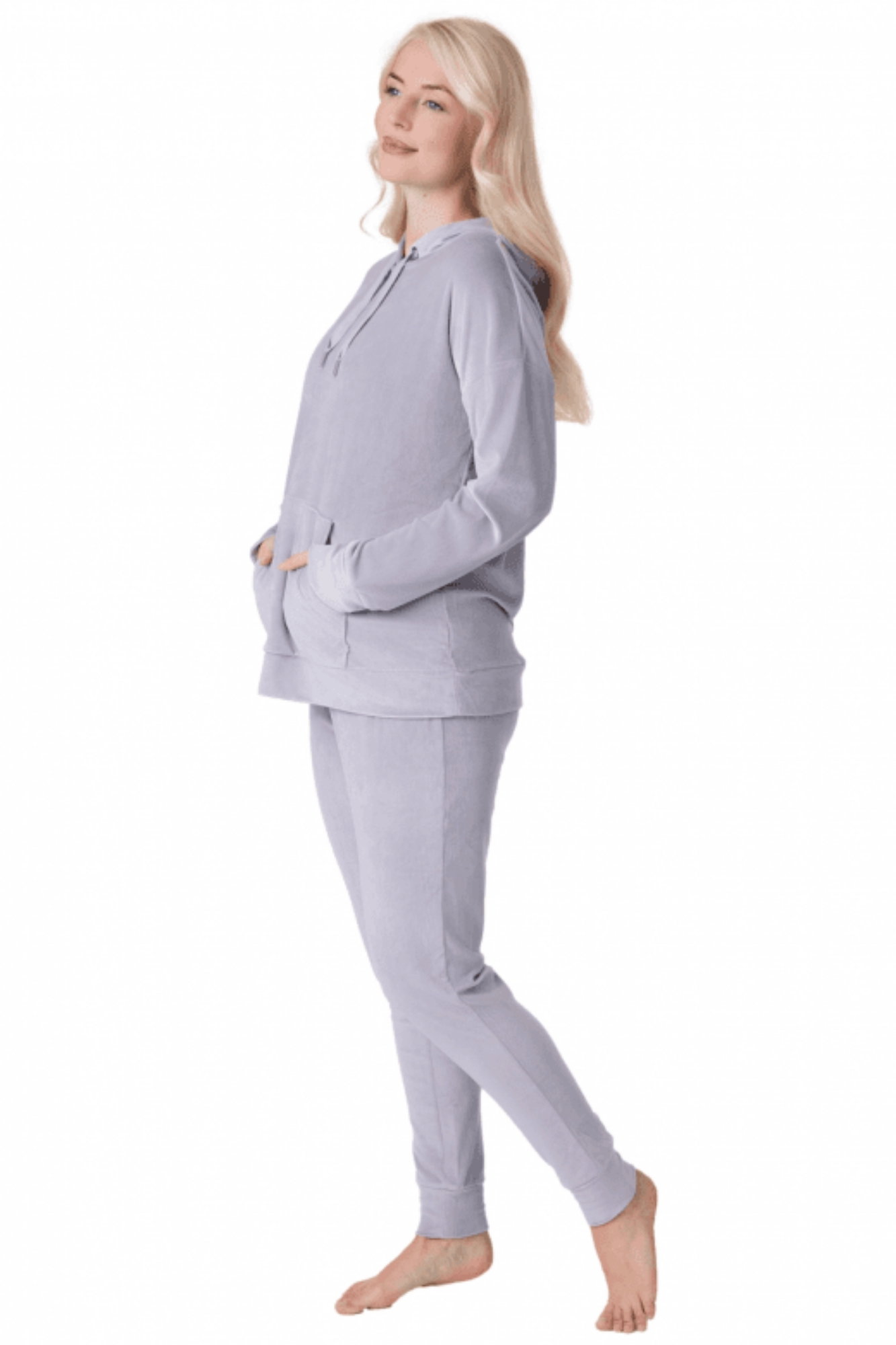 Grey Camille Lingerie Grey Supersoft Velour Loungewear Pyjama Set, Image 2 of 5