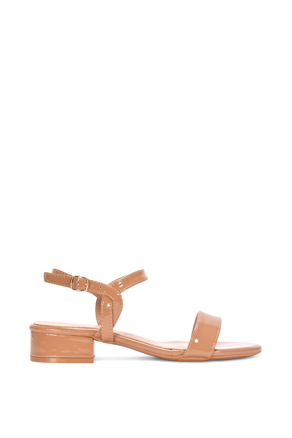 Black 'Moana' Strappy Low Block Heels With Ankle Strap