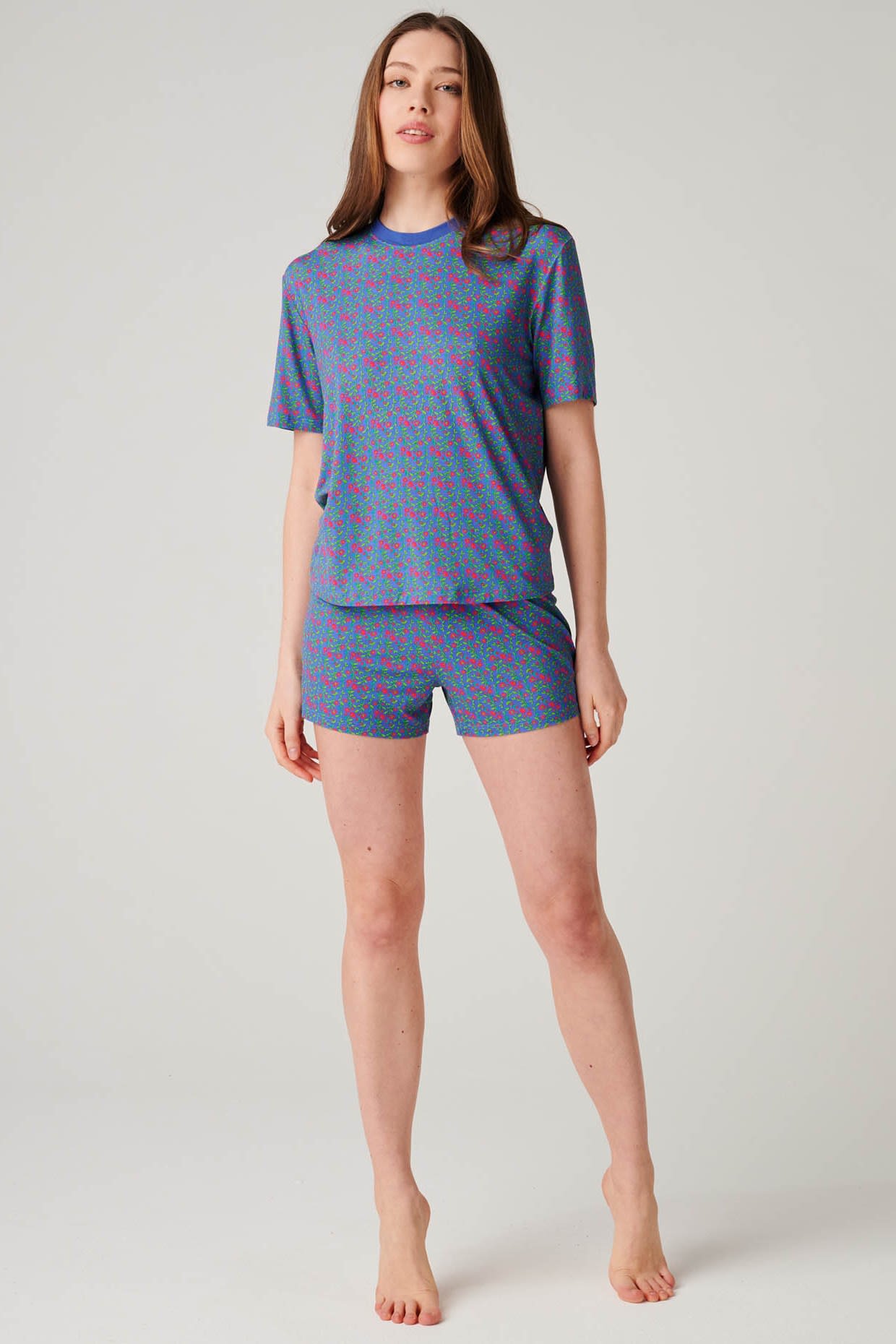 Blue "Boom Bloom!" Bamboo Short Pyjama Set, Image 1 of 6