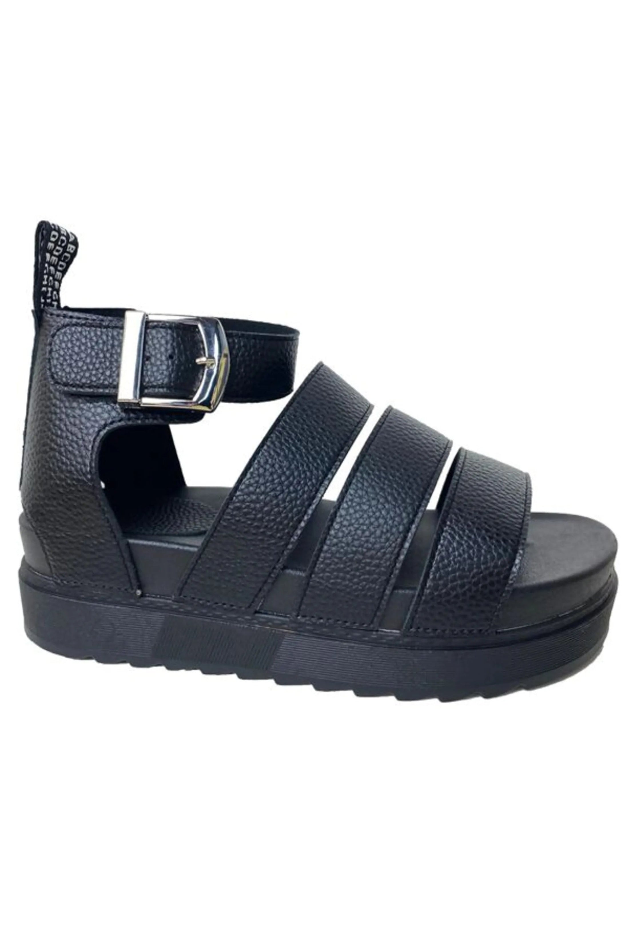 Black Gladiator Style Flat Sandals - Zarina, Image 2 of 2