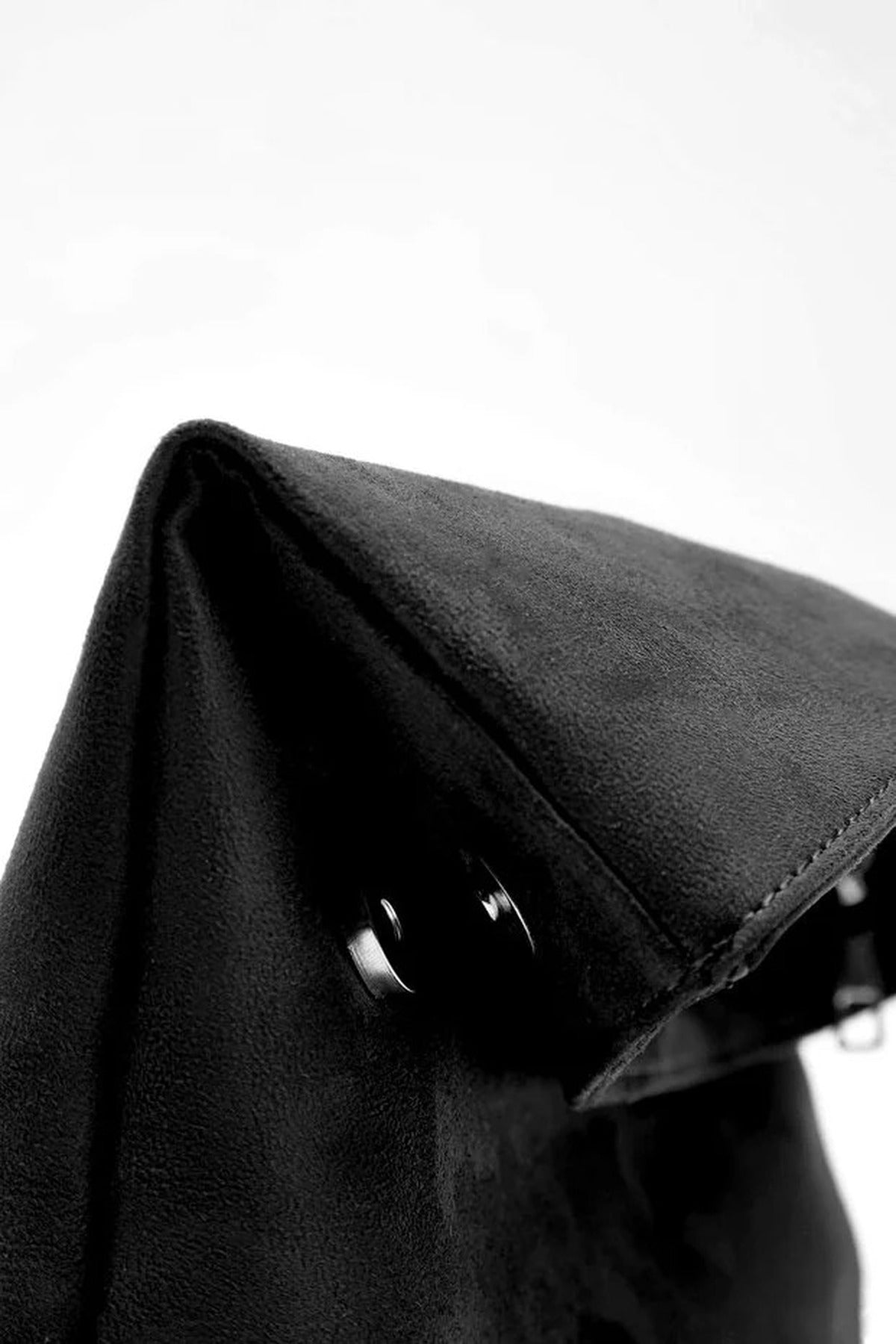 Black WOVCOR Black Soft Suede Foldover Clutch Bag, Image 3 of 4