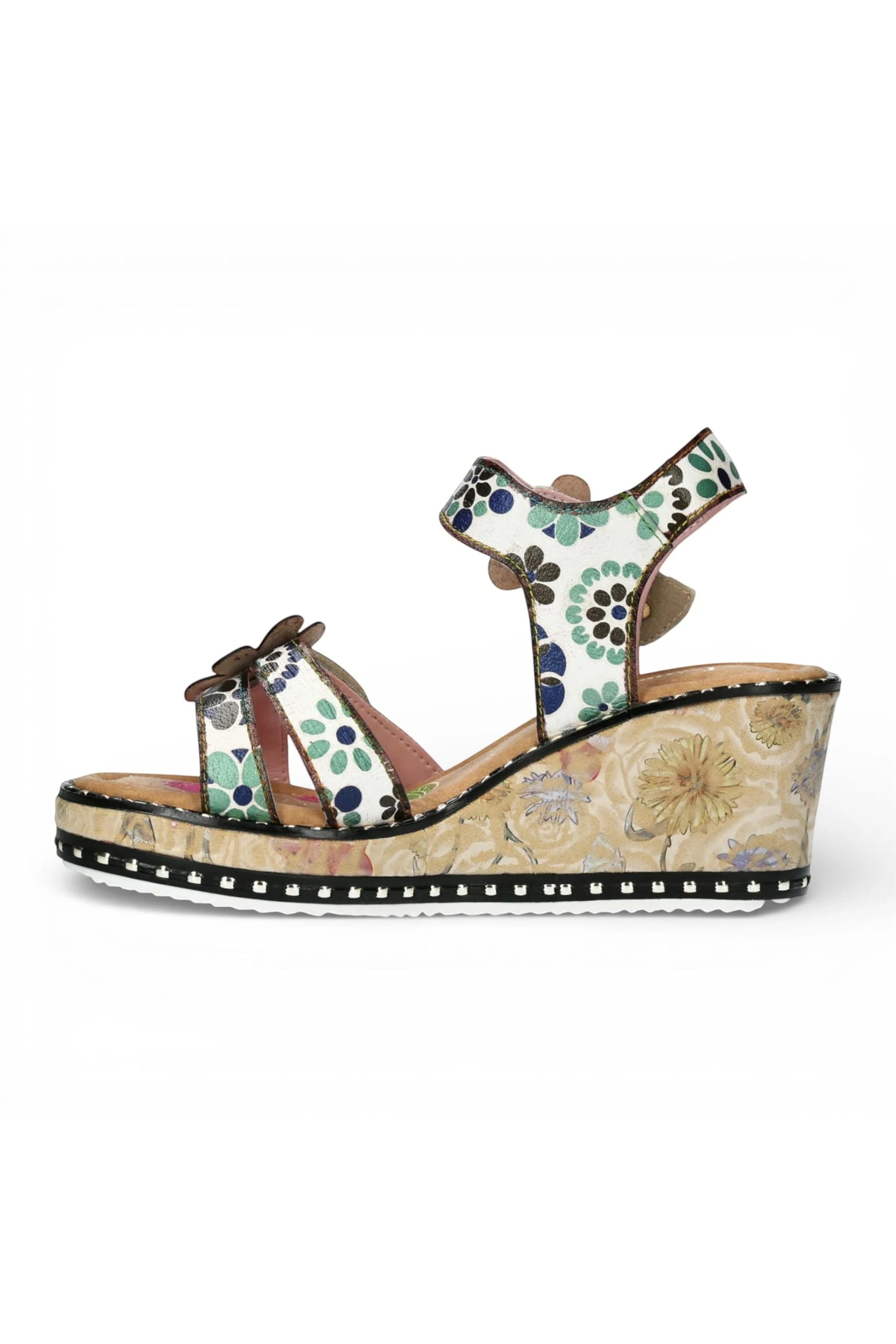 Beige Womens Floral Wedge Espadrille-BALLON-08, Image 5 of 7