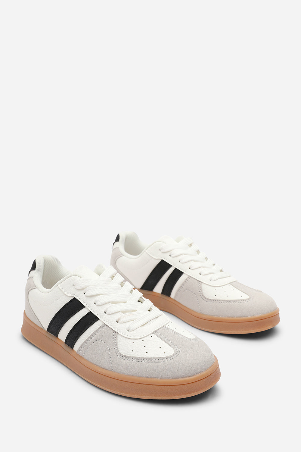 White 'Xia' Classic Retro Lace Up Trainer with Stripes, Image 4 of 8