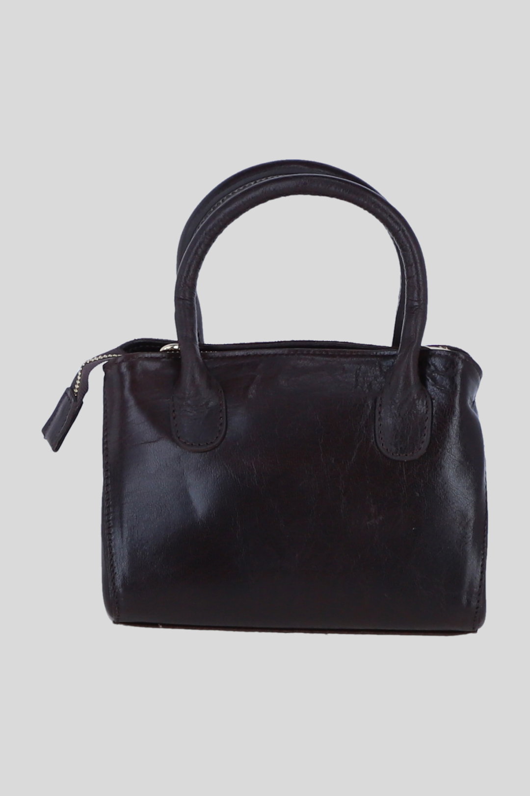 Brown Genuine Leather and Suede Handbag with Detachable Crossbody Strap, Image 3 of 4