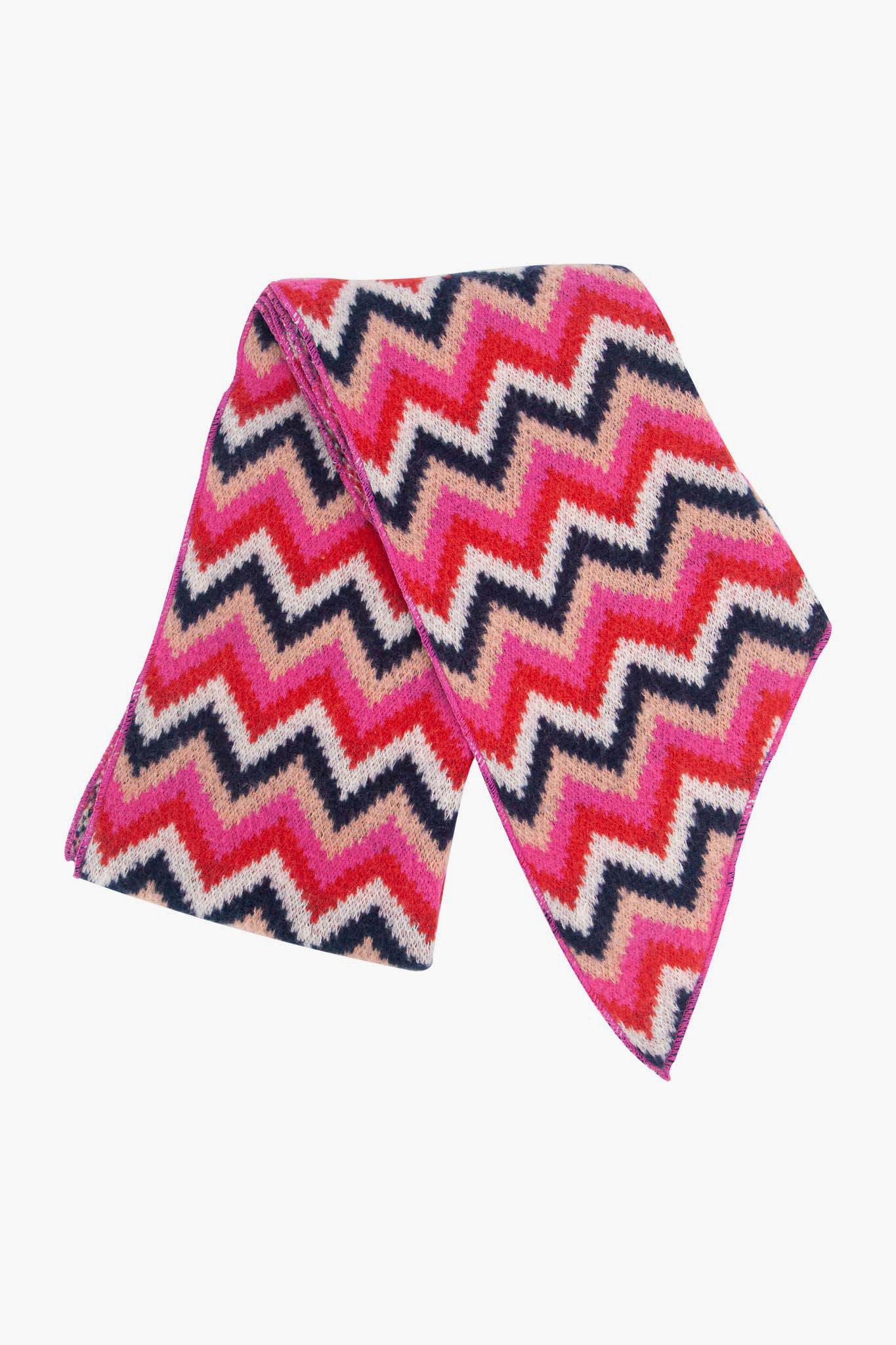 Red Zig Zag Stripe Winter Scarf, Image 3 of 4