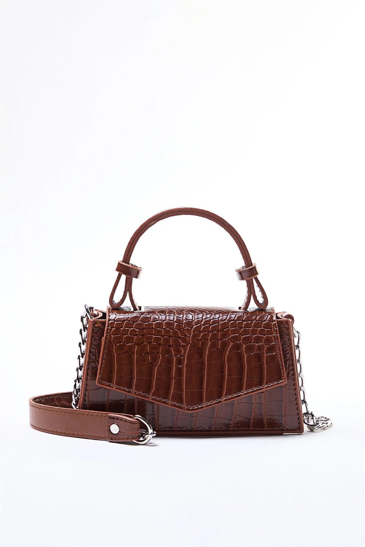 Brown Textured Crossbody Mini City Bag, Image 1 of 3