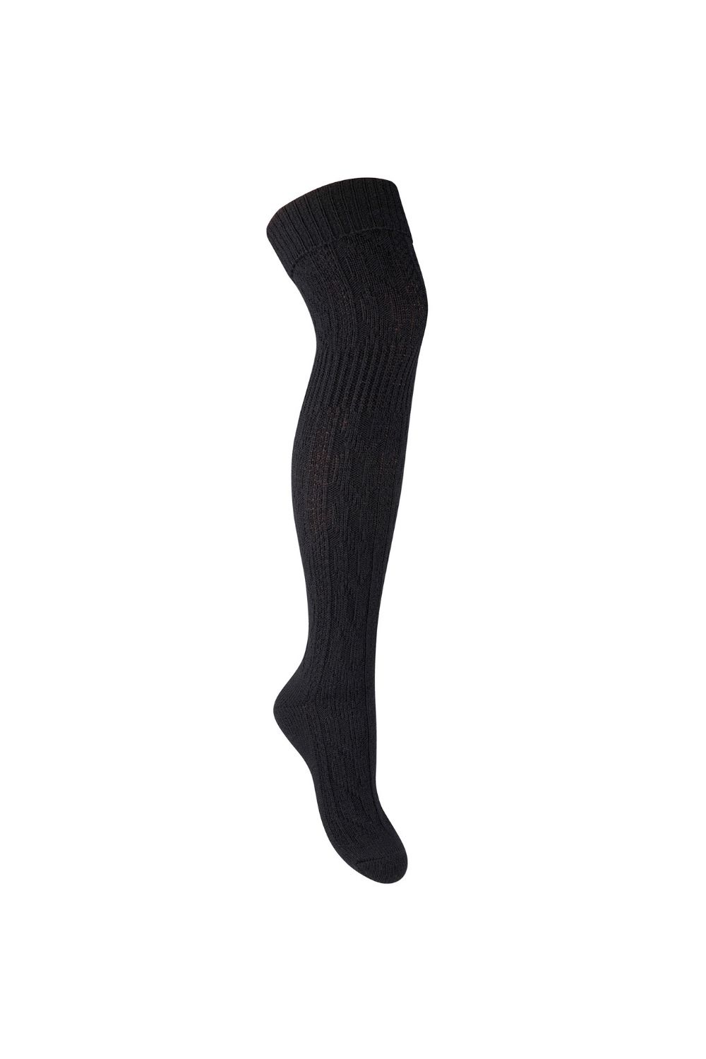 Black 1 Pack Over The Knee Wool Socks, Image 1 of 5