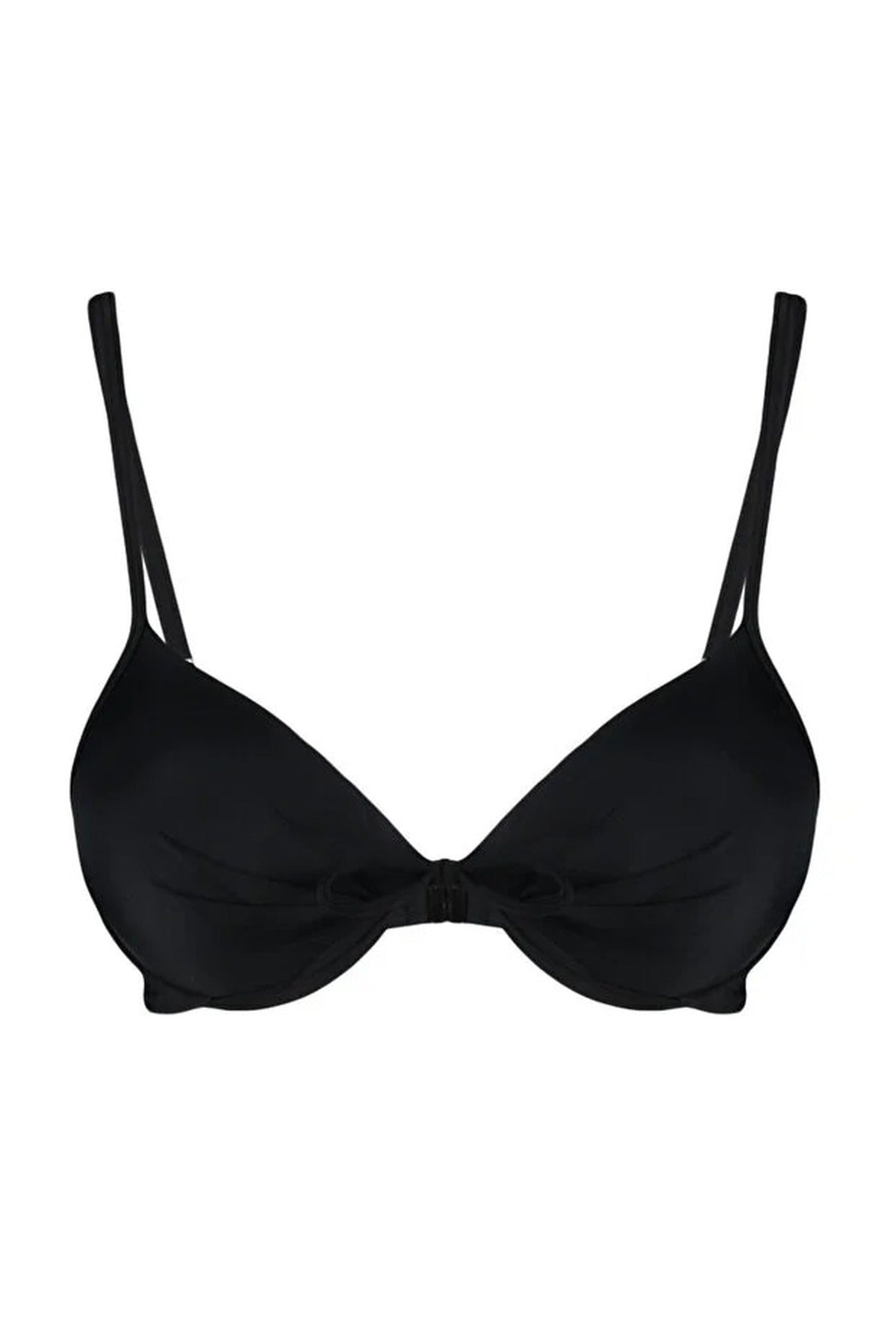 Black WOVCOR Black Bow Detail Padded Balconette Bikini Top, Image 3 of 5