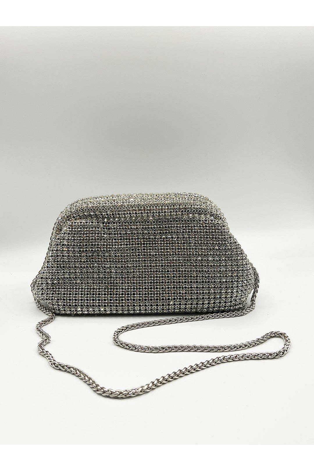 Silver Crystal Pouch Clutch Bag, Image 4 of 5