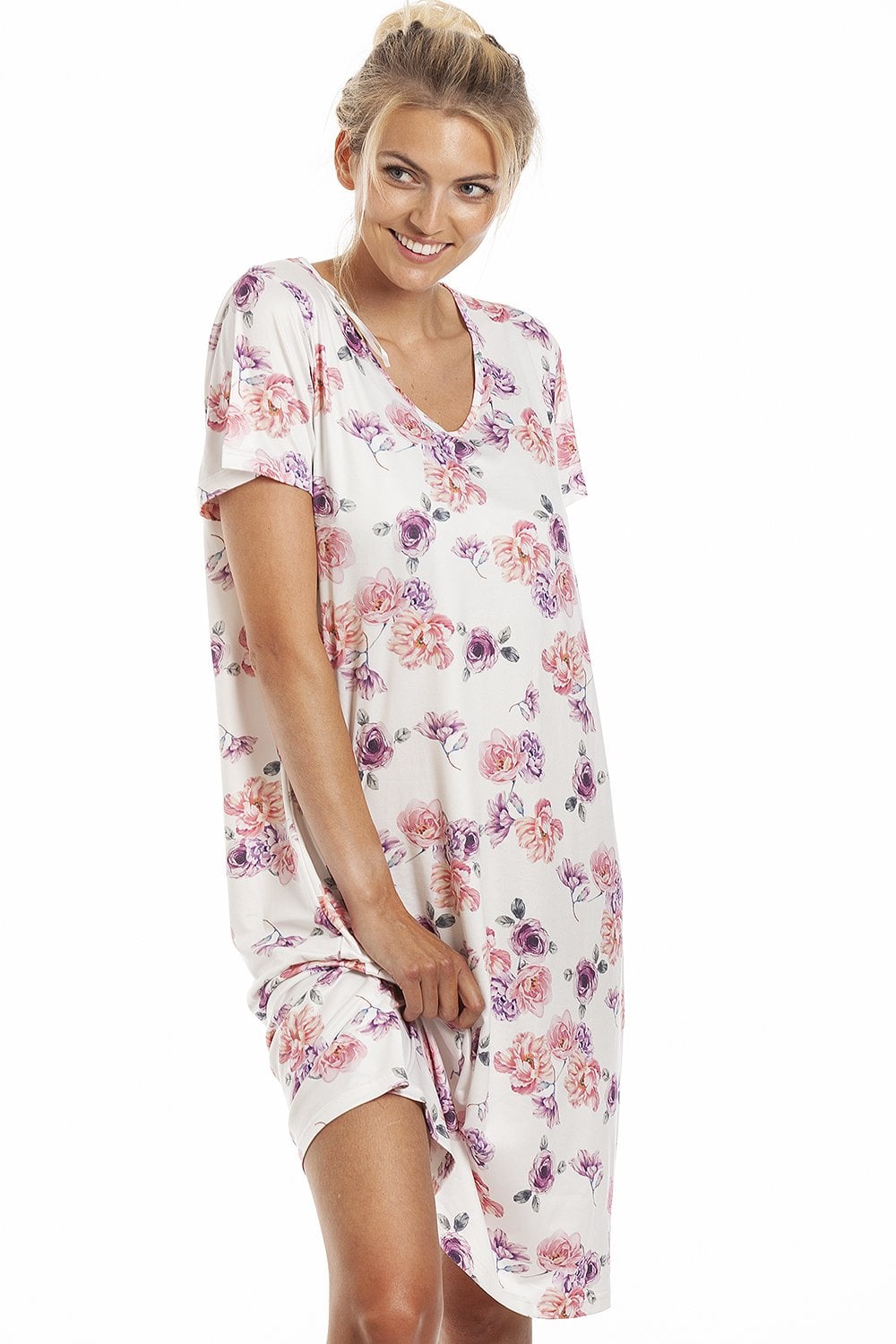 Cream Camille Lingerie Cream Lightweight Floral Print Nightdress, Image 5 of 5